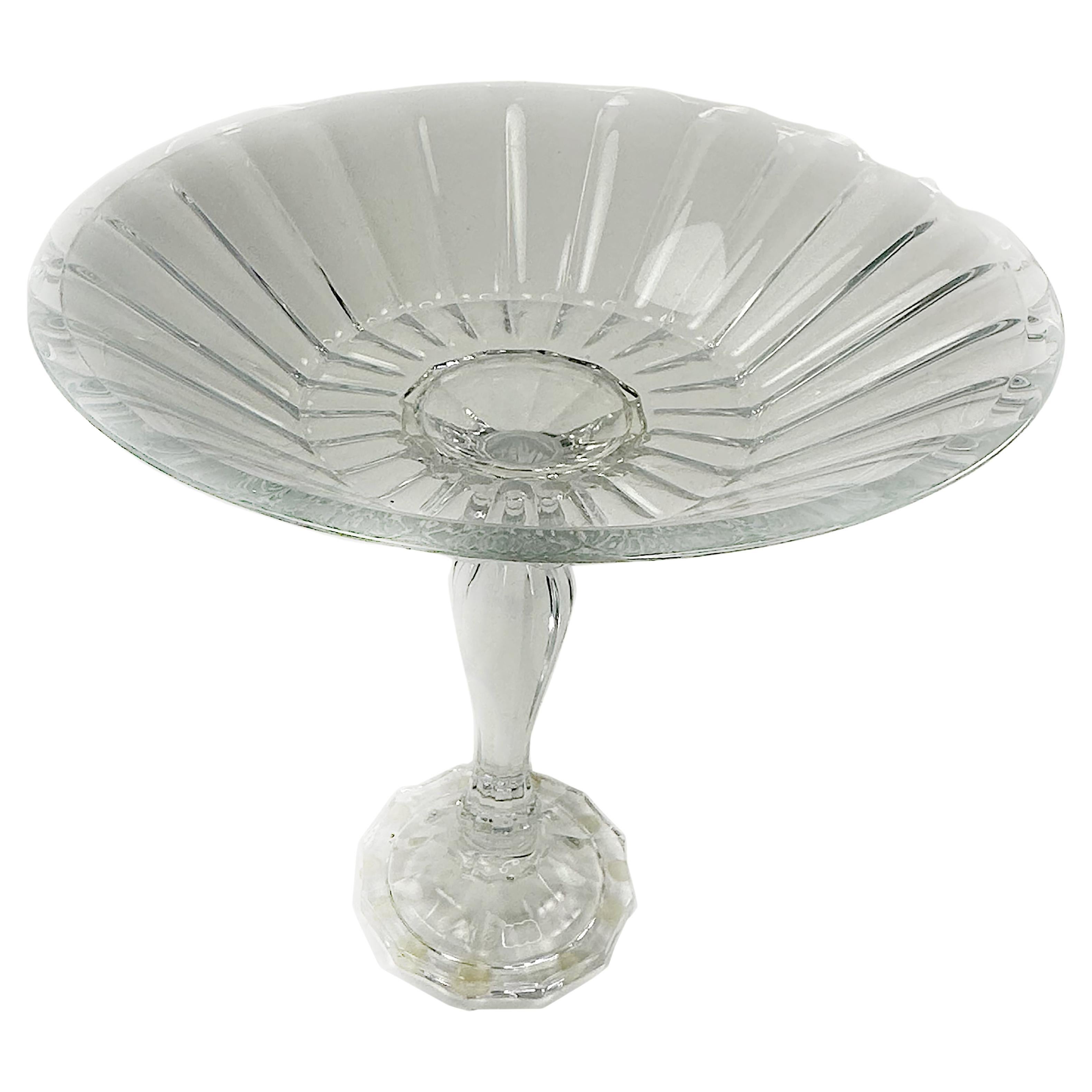 Glass cut glass tazza  For Sale