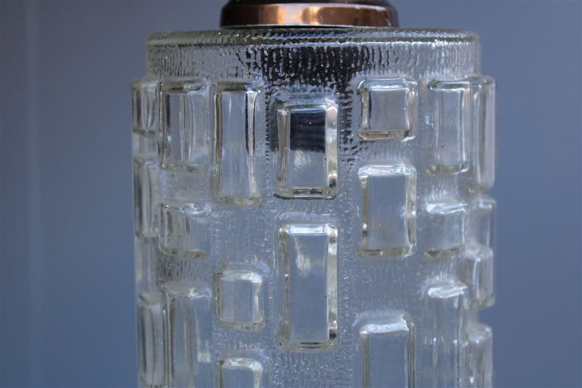Glass Cylinder Chandelier with Geometric Decorations, 1960s  Italy For Sale 1