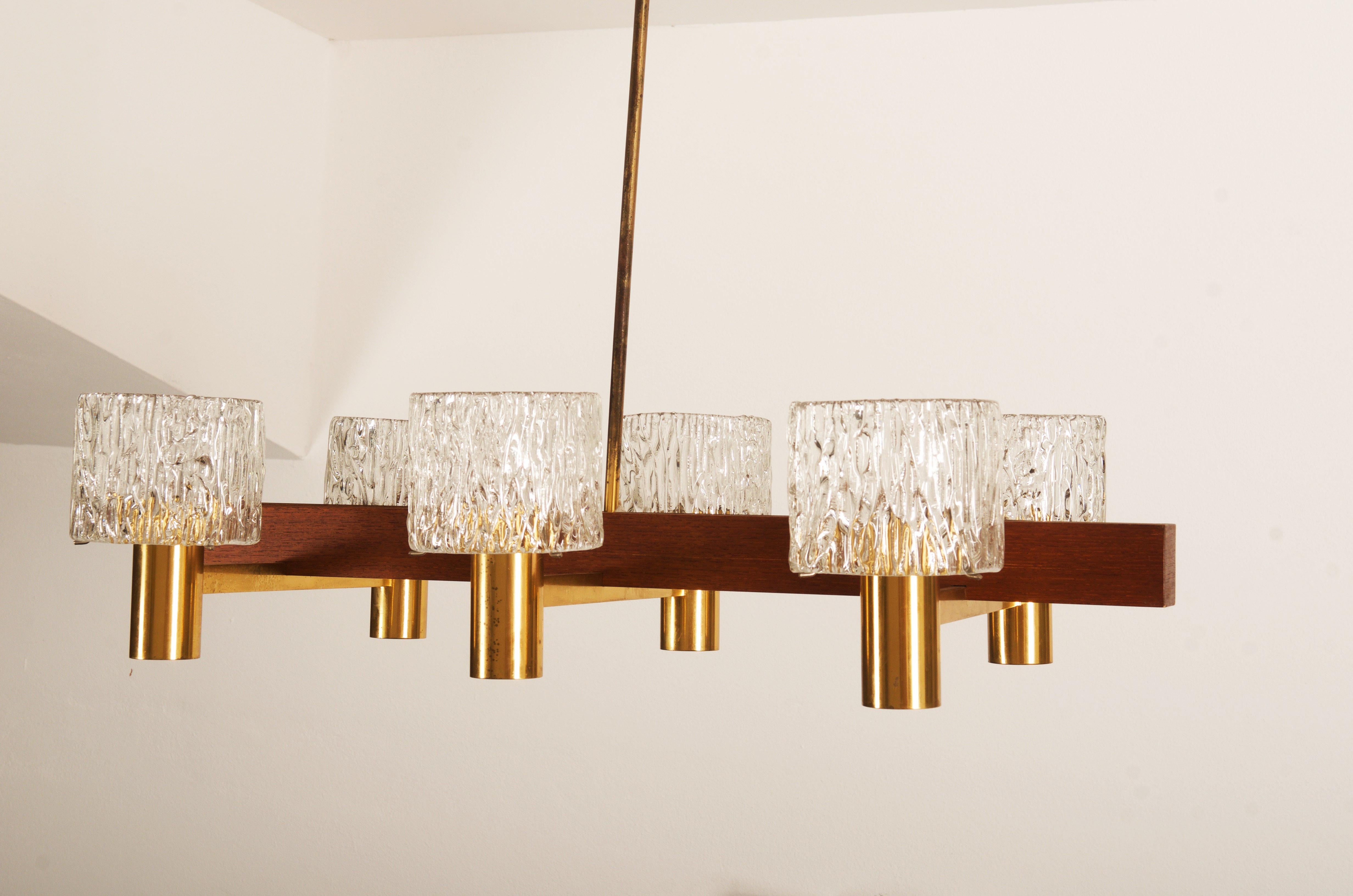 Glass Cylinders Chandelier by Carl Fagerlund for Orrefors In Good Condition For Sale In Vienna, AT