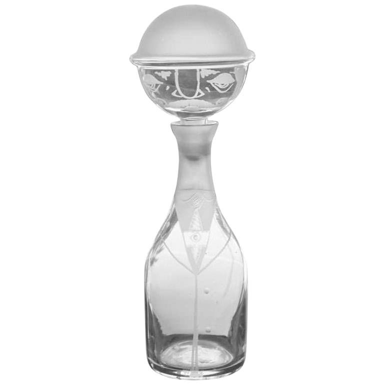 NickelPlated and Frosted Glass Horse Decanter Pitcher Barware Vintage