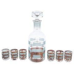 Glass Decanter with Six Glasses, 1970s