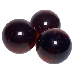 Glass Decorative Balls, Brown Color, France 1970, Set of 3