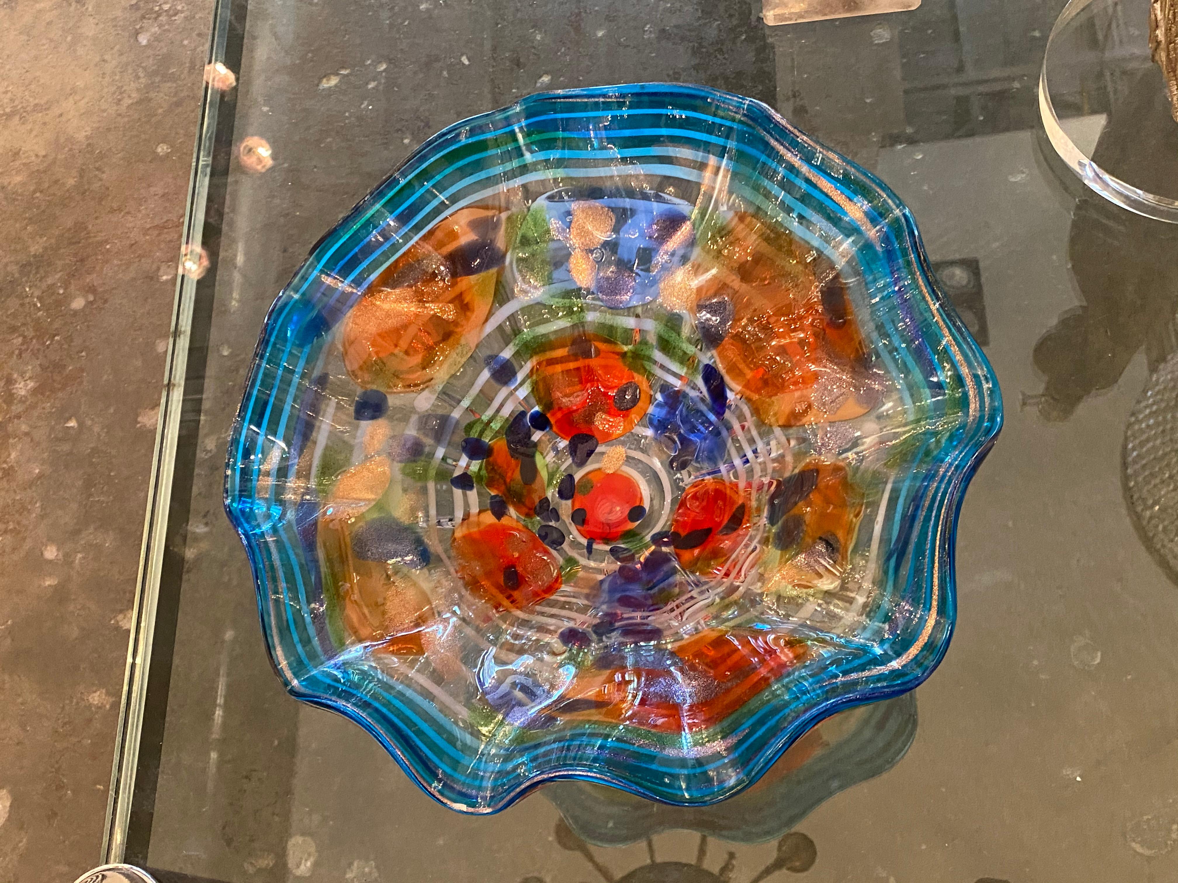 Amazing colorful glass bowl center piece, this is a unique center piece, with beautiful combination of color.