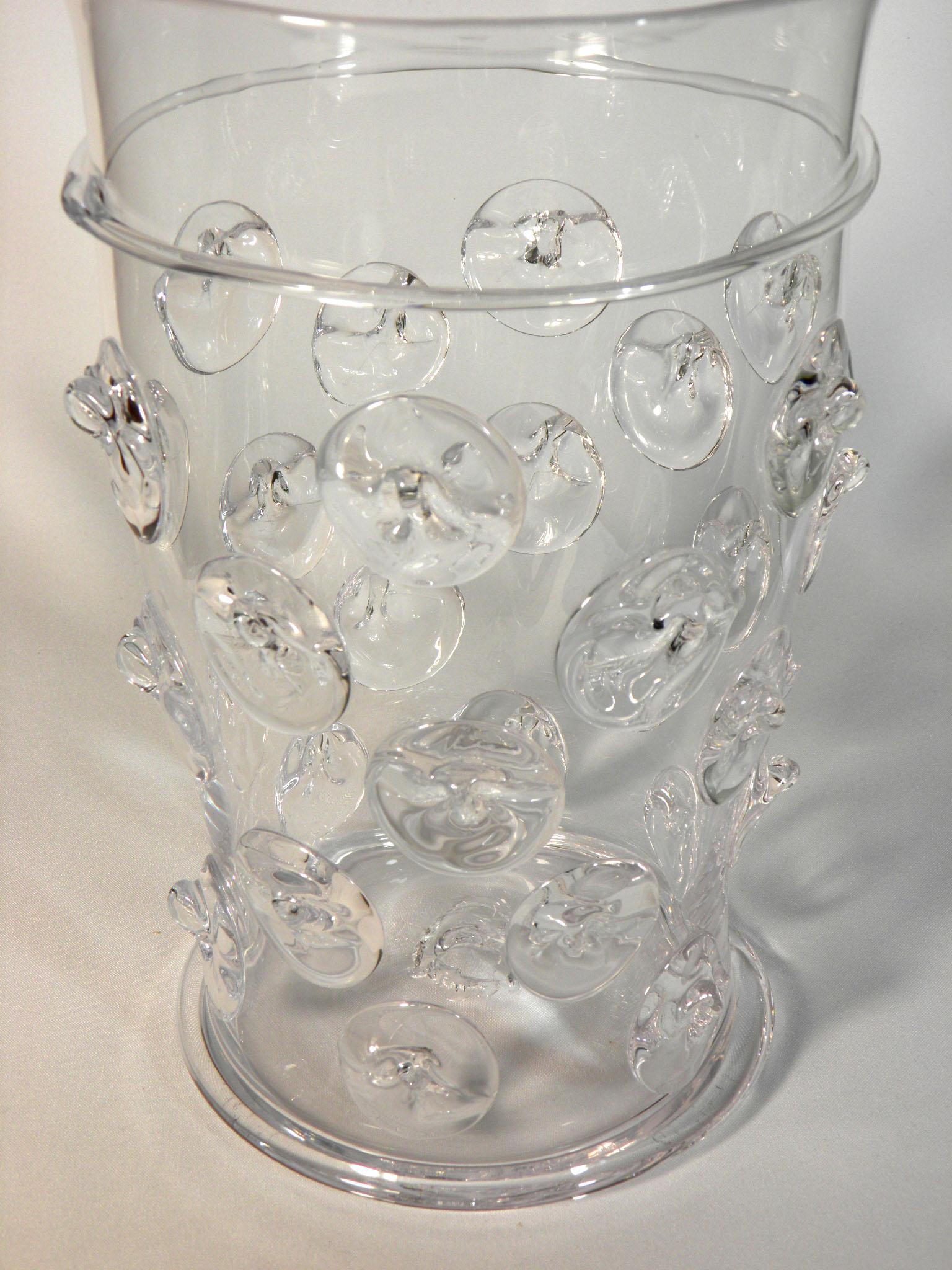 Hand-Crafted Glass Design Vase, Ice Container, Bohemian Glass 'video' For Sale