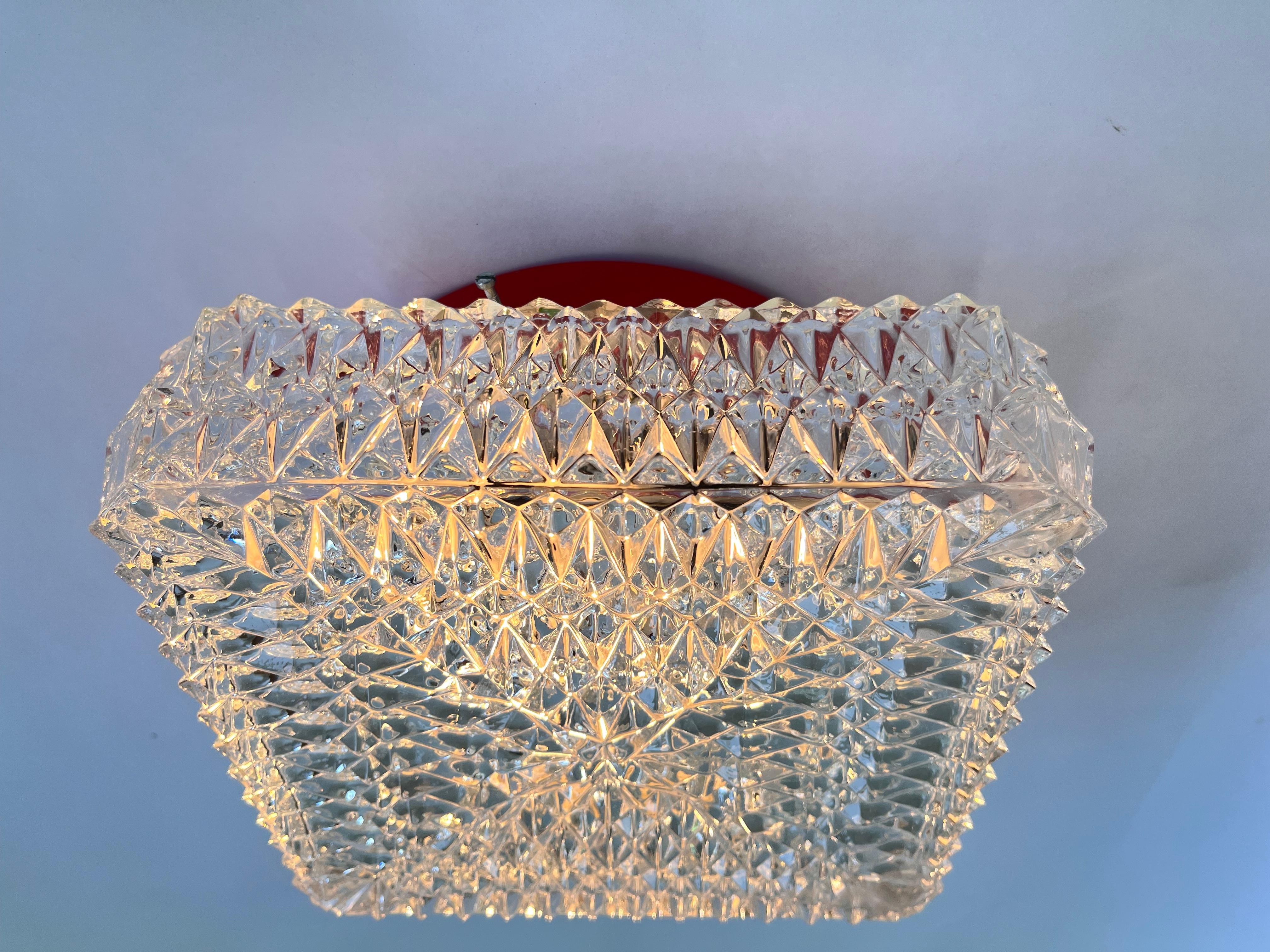 Czech Glass Design Wall or ceiling Lamp, Flush Mount, 1970s / up to 5 pieces For Sale
