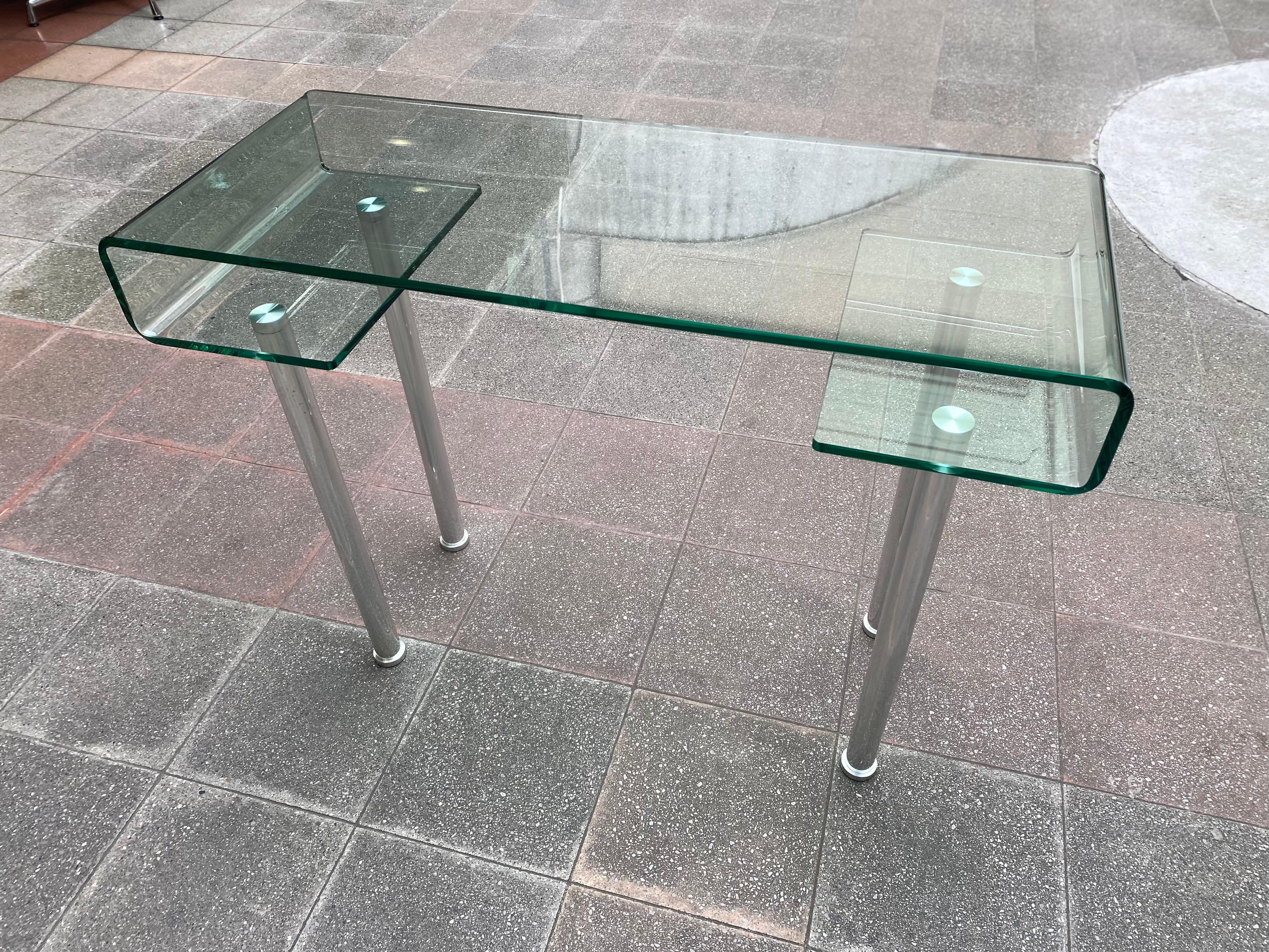 Desk / console Gae Aulenti 'Dlg' Glass and Stainless Steel For Sale 3