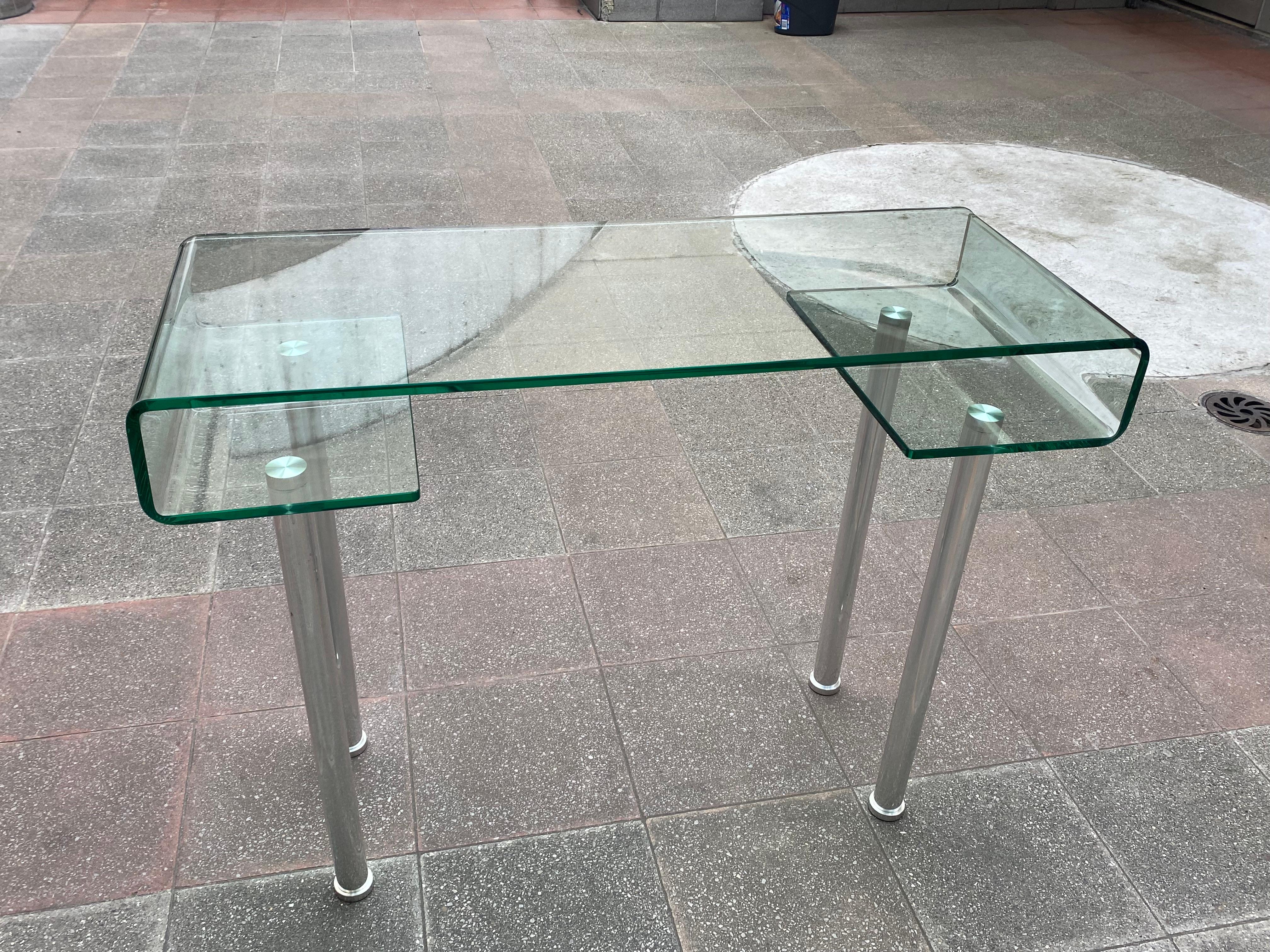 Desk / console Gae Aulenti 'Dlg' Glass and Stainless Steel For Sale 4