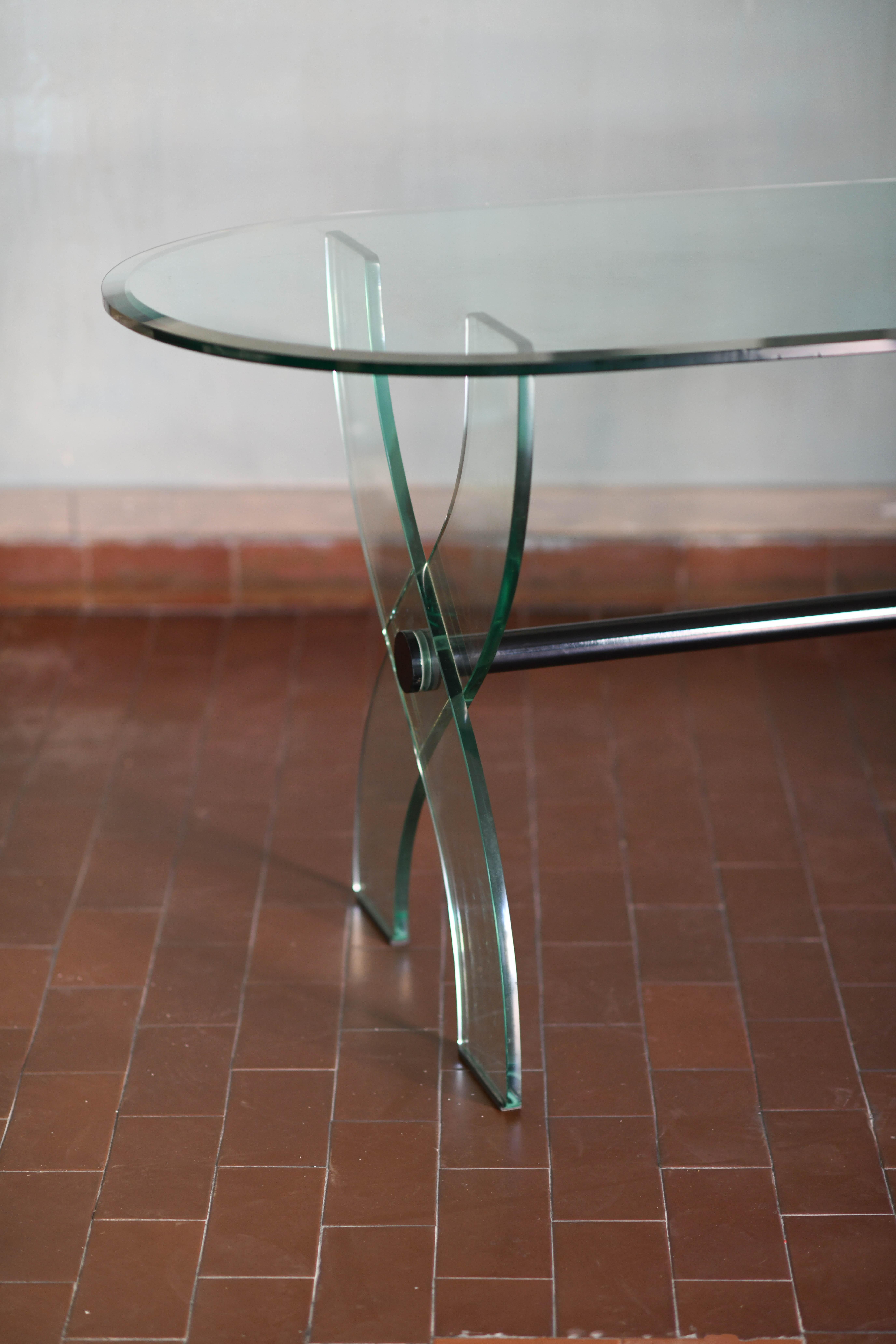 Italian Glass desk, Italy 1980 For Sale
