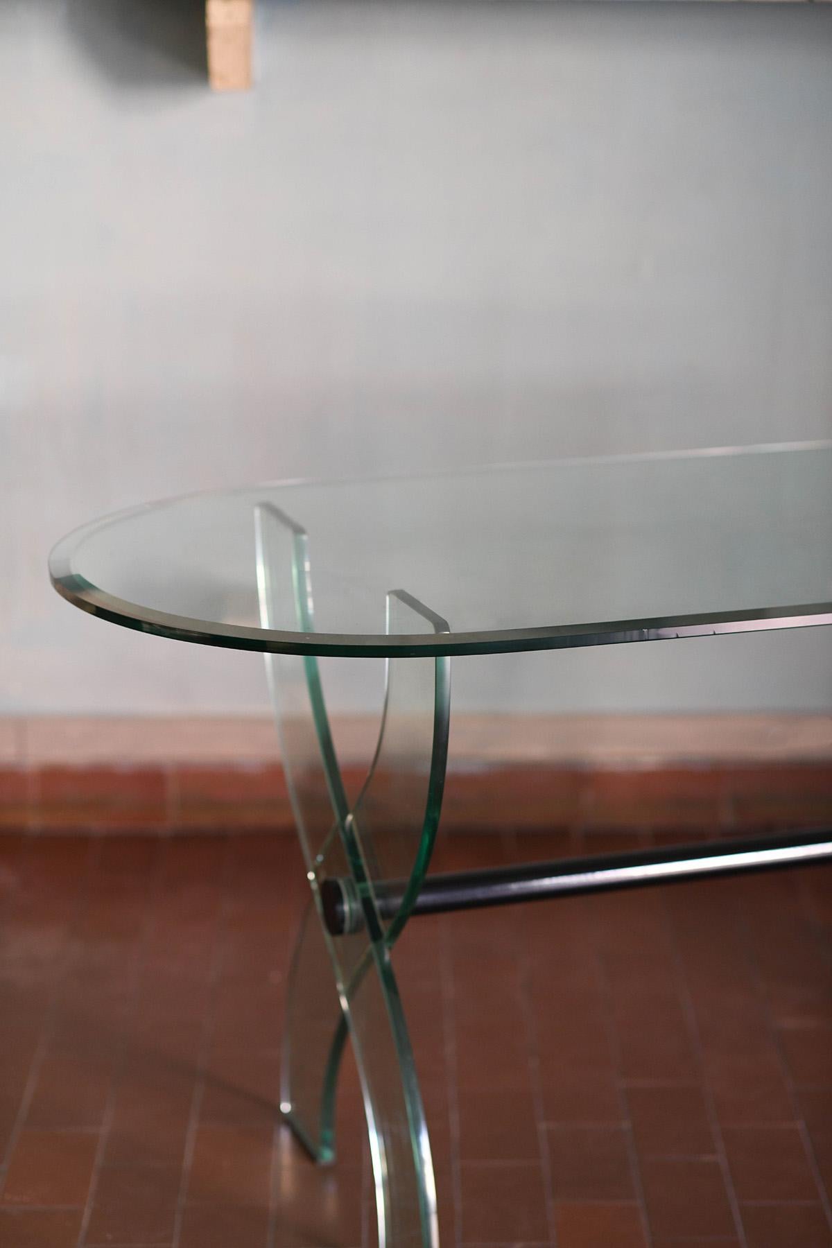 Glass desk, Italy 1980 In Good Condition For Sale In Roma, RM