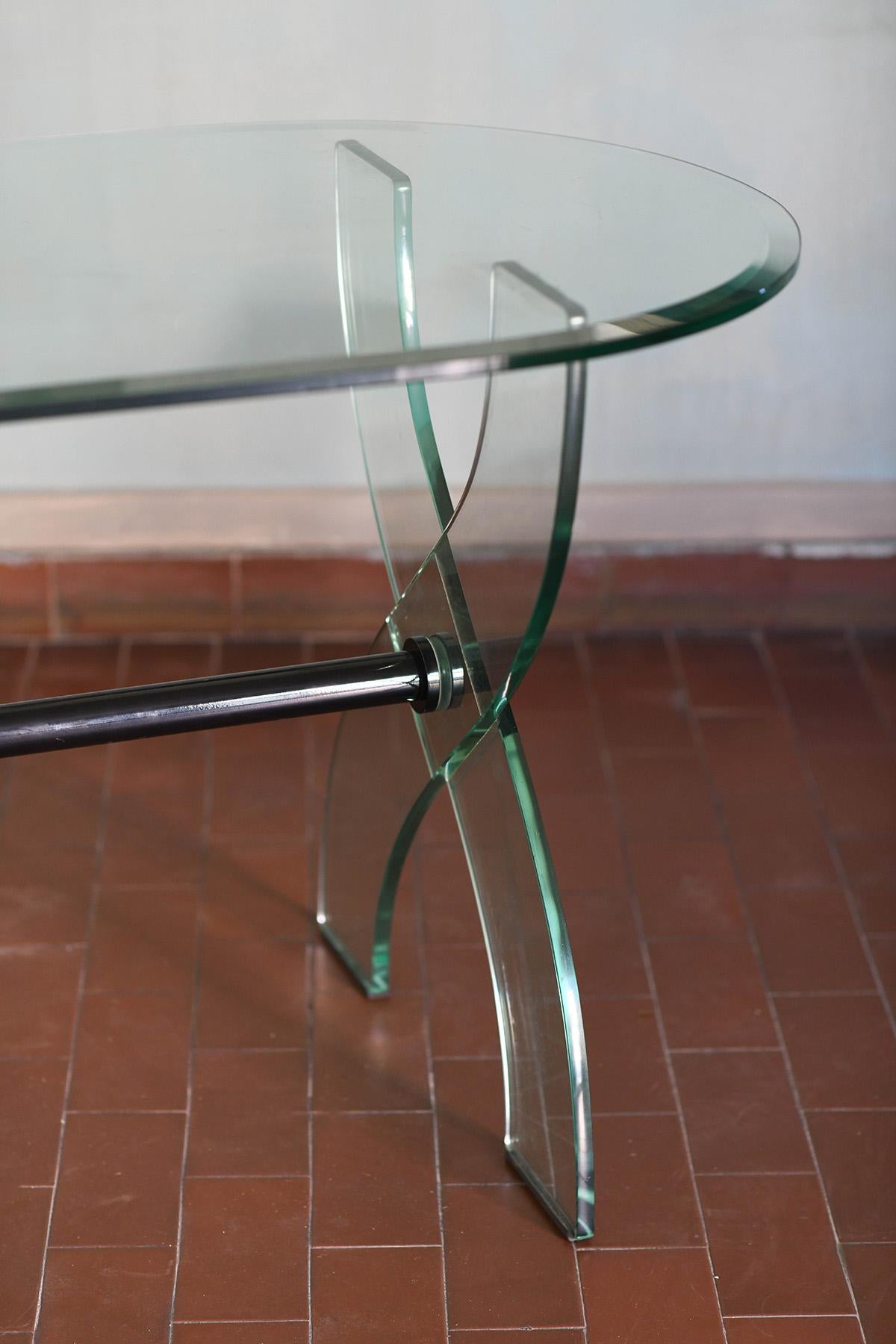 Late 20th Century Glass desk, Italy 1980 For Sale