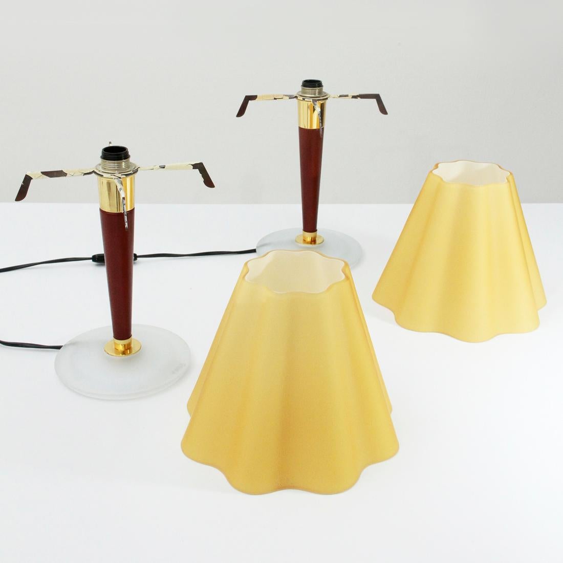 Mid-Century Modern Glass Diffuser Table Lamp by Fabbian, 1990s, Set of 2 For Sale
