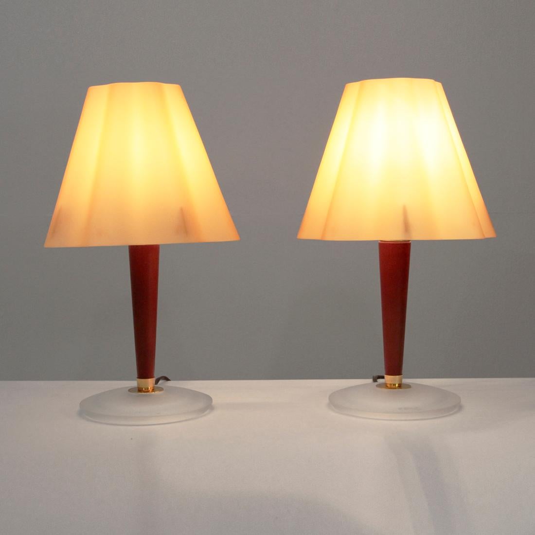 Italian Glass Diffuser Table Lamp by Fabbian, 1990s, Set of 2 For Sale