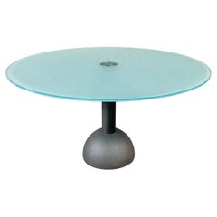 Vintage Glass Dining Table "CALICE" by Massimo & Lella Vignelli for Poltrona Frau, Italy
