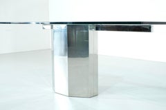 Glass dining table on chrome base, Italy, 1970s