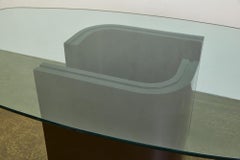 Glass Dining Table with Lacquered Sculptural Base Attributed to Alberto Churba