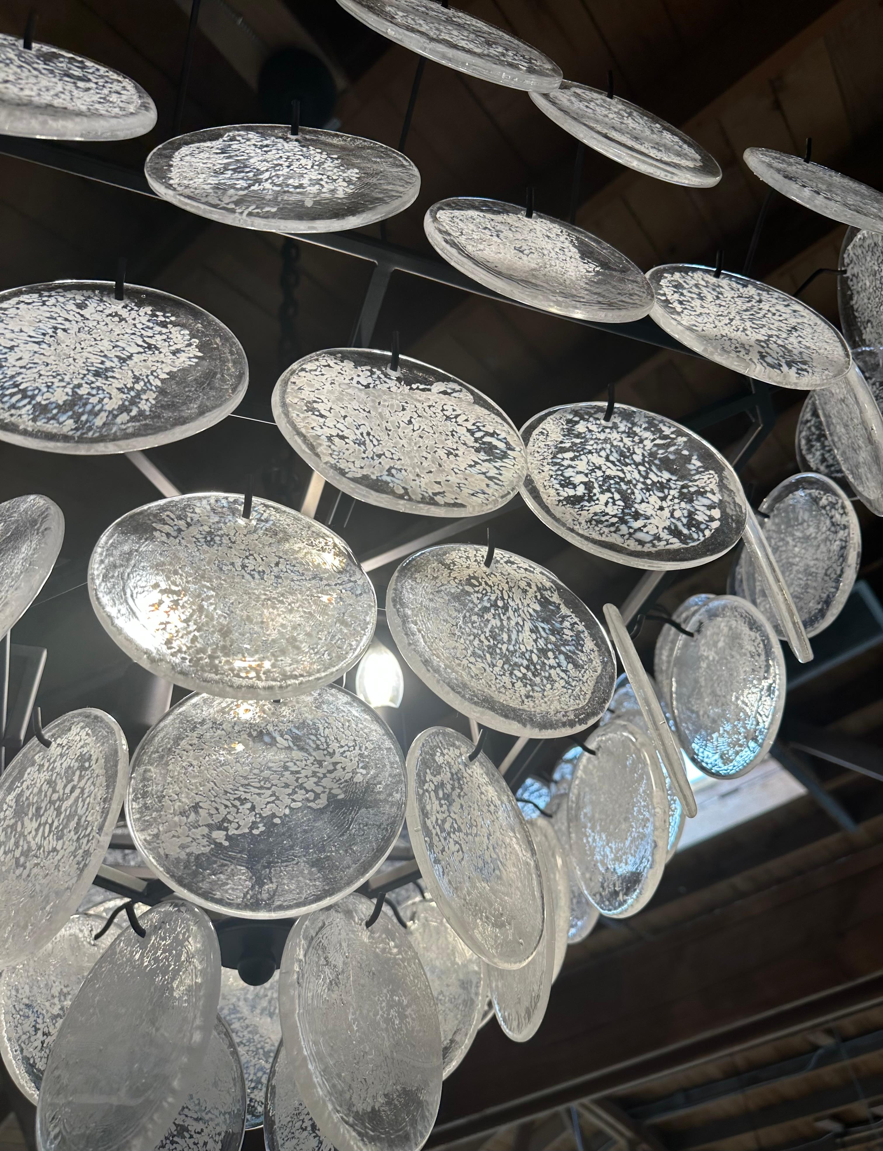 Glass Disc Fringe Chandelier For Sale 2