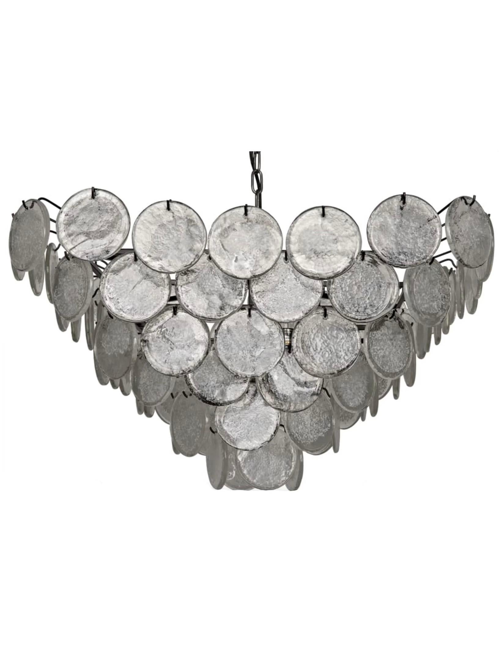 Glass Disc Fringe Chandelier For Sale 3