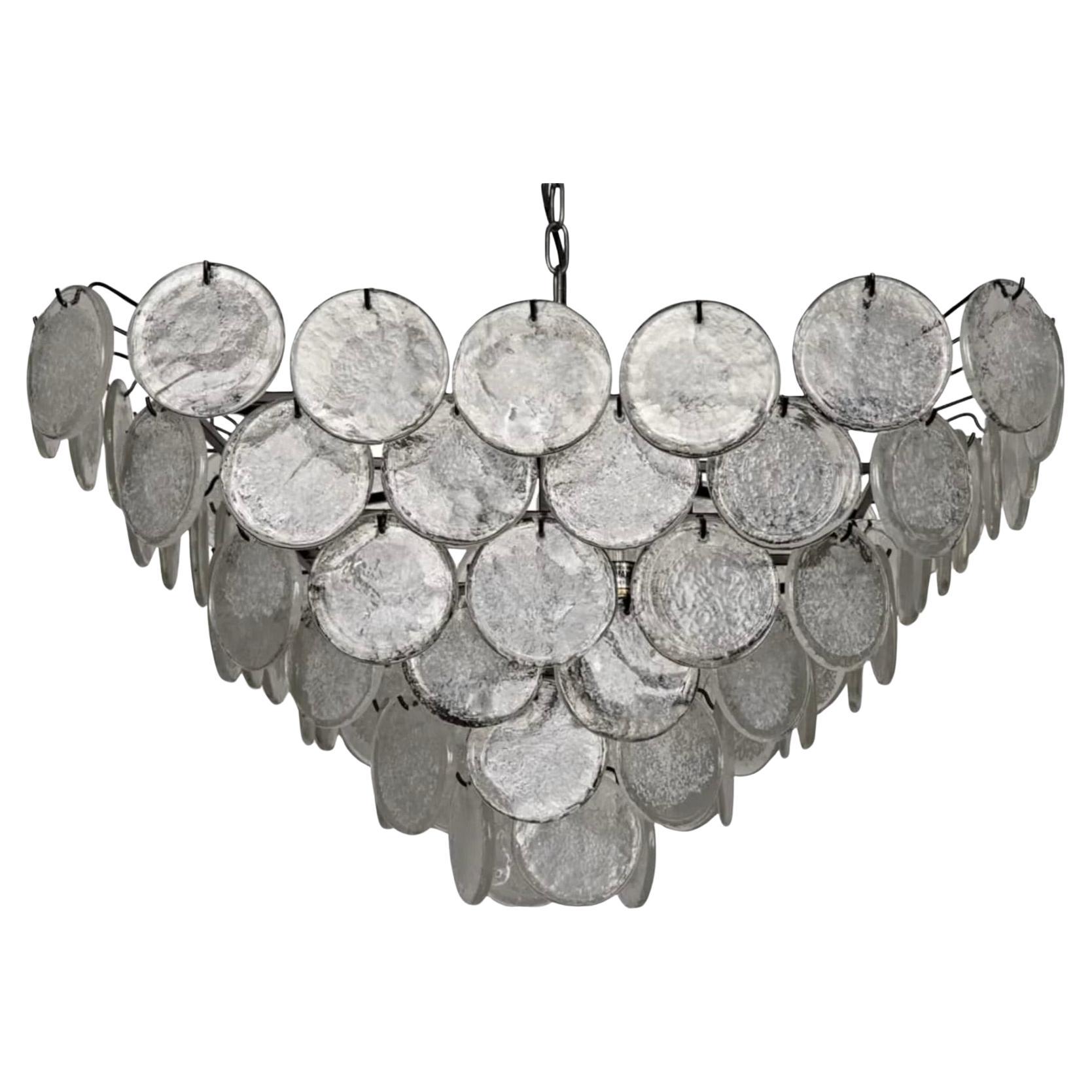 Glass Disc Fringe Chandelier For Sale