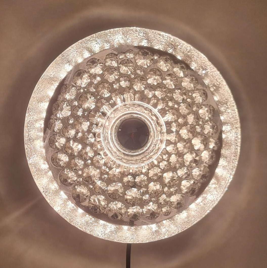 Mid-Century Modern Glass Disc Wall Sconce / Flush Mount, Koch & Lowy by Peill Putzler, Germany For Sale