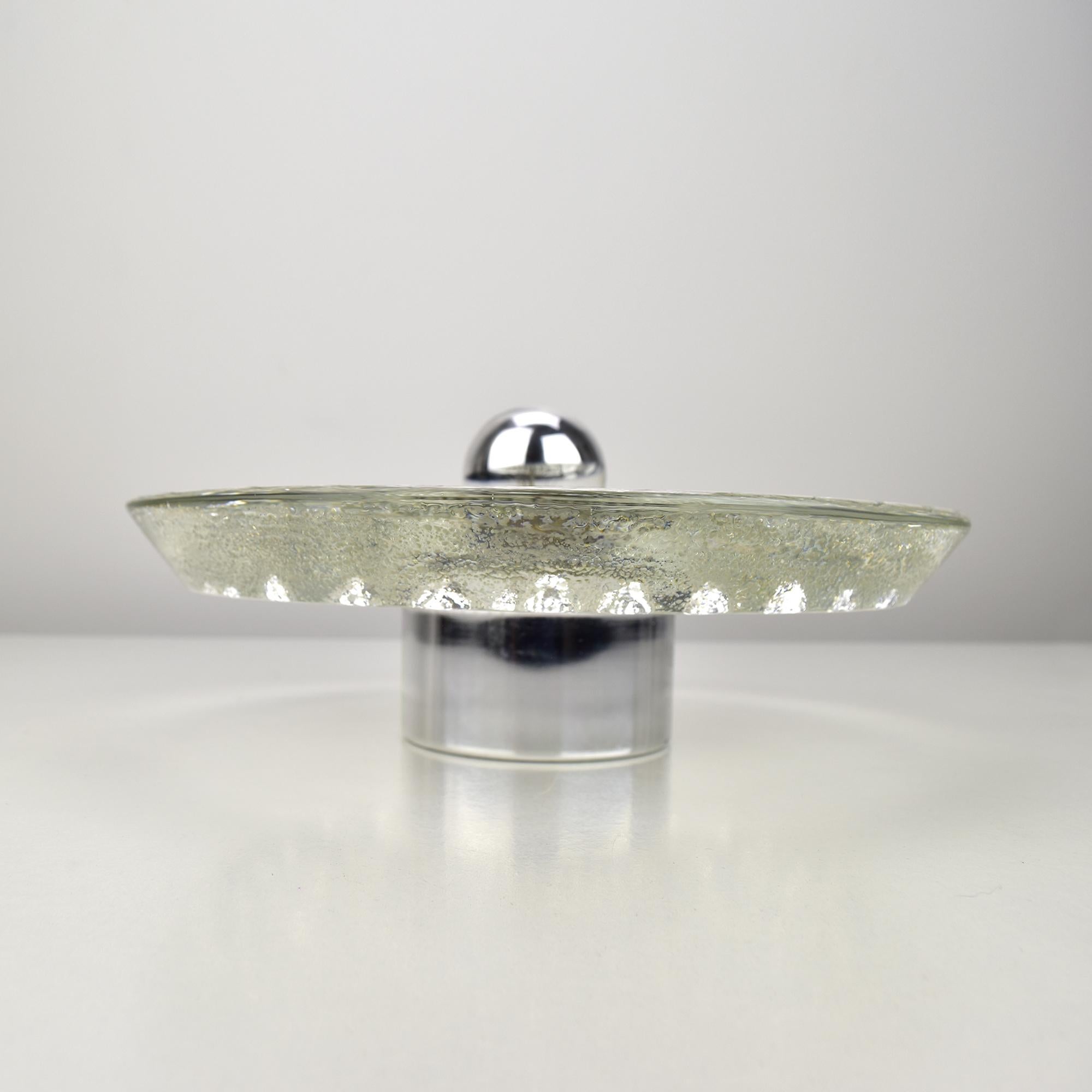 Late 20th Century Glass Disc Wall Sconce / Flush Mount, Koch & Lowy by Peill Putzler, Germany For Sale