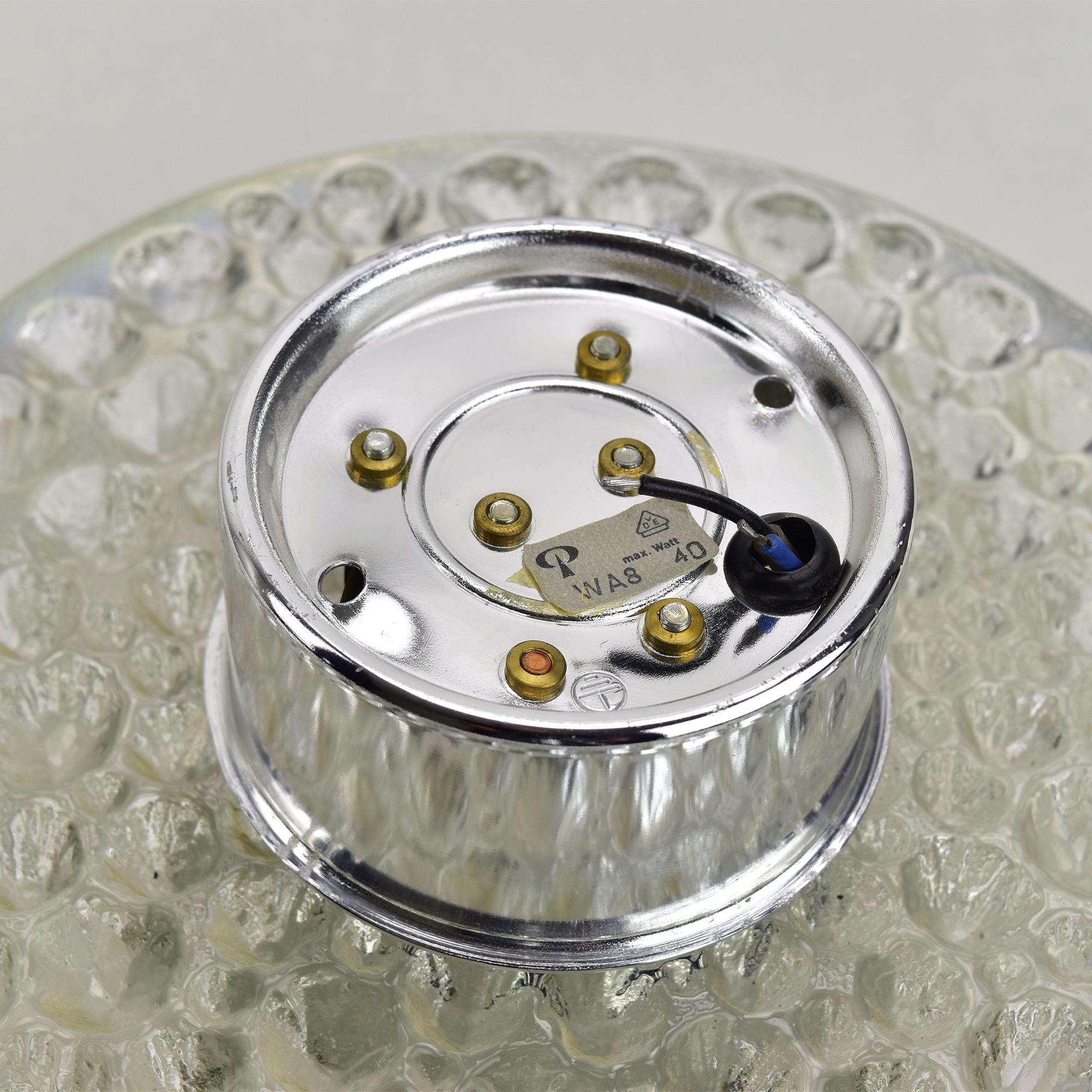 Glass Disc Wall Sconce / Flush Mount, Koch & Lowy by Peill Putzler, Germany For Sale 3