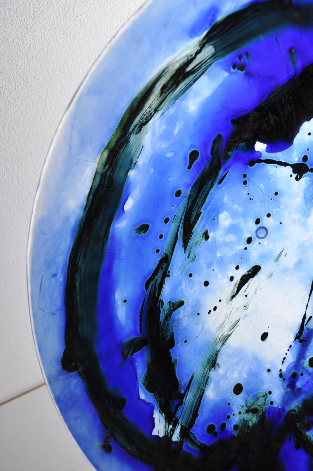 Modern Glass Centerpiece by Tróndur Patursson, Whale in Blue Colors