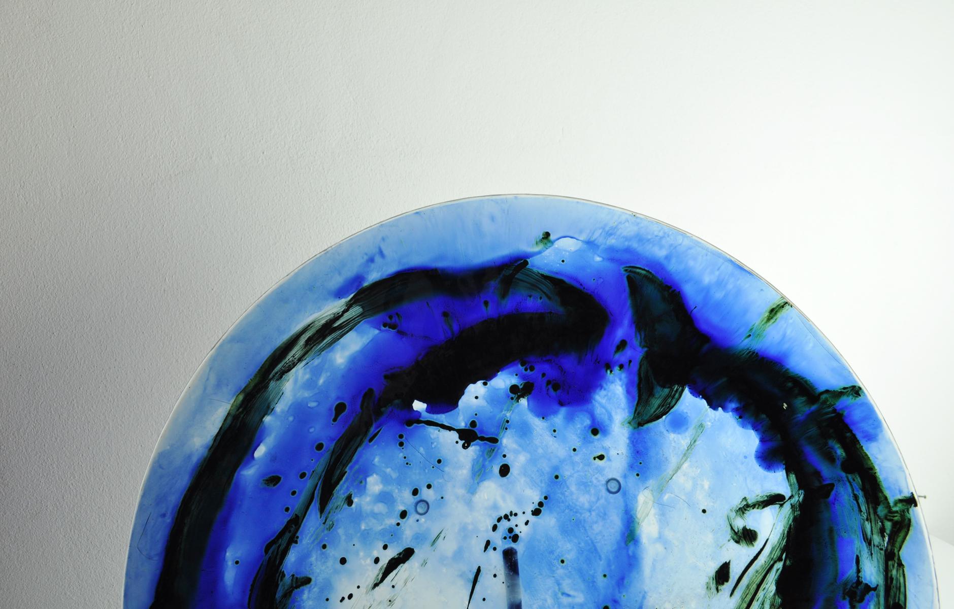 Danish Glass Centerpiece by Tróndur Patursson, Whale in Blue Colors