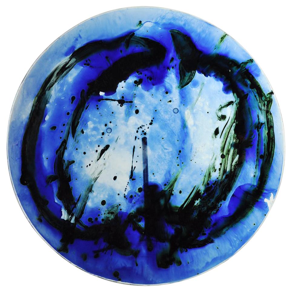 Glass Centerpiece by Tróndur Patursson, Whale in Blue Colors