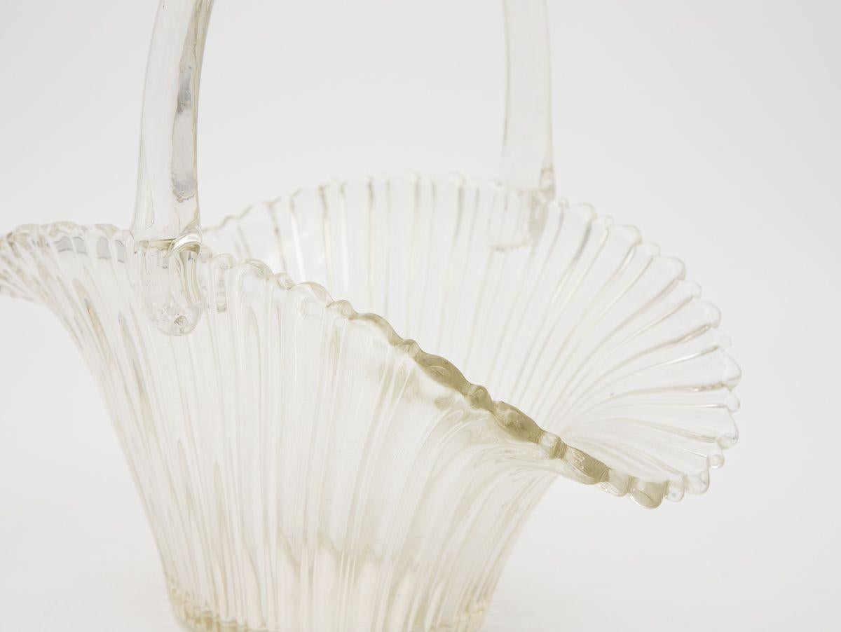 20th Century Glass Dish in the Shape of a Basket For Sale