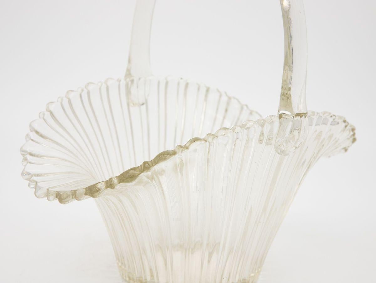 Glass Dish in the Shape of a Basket For Sale 1