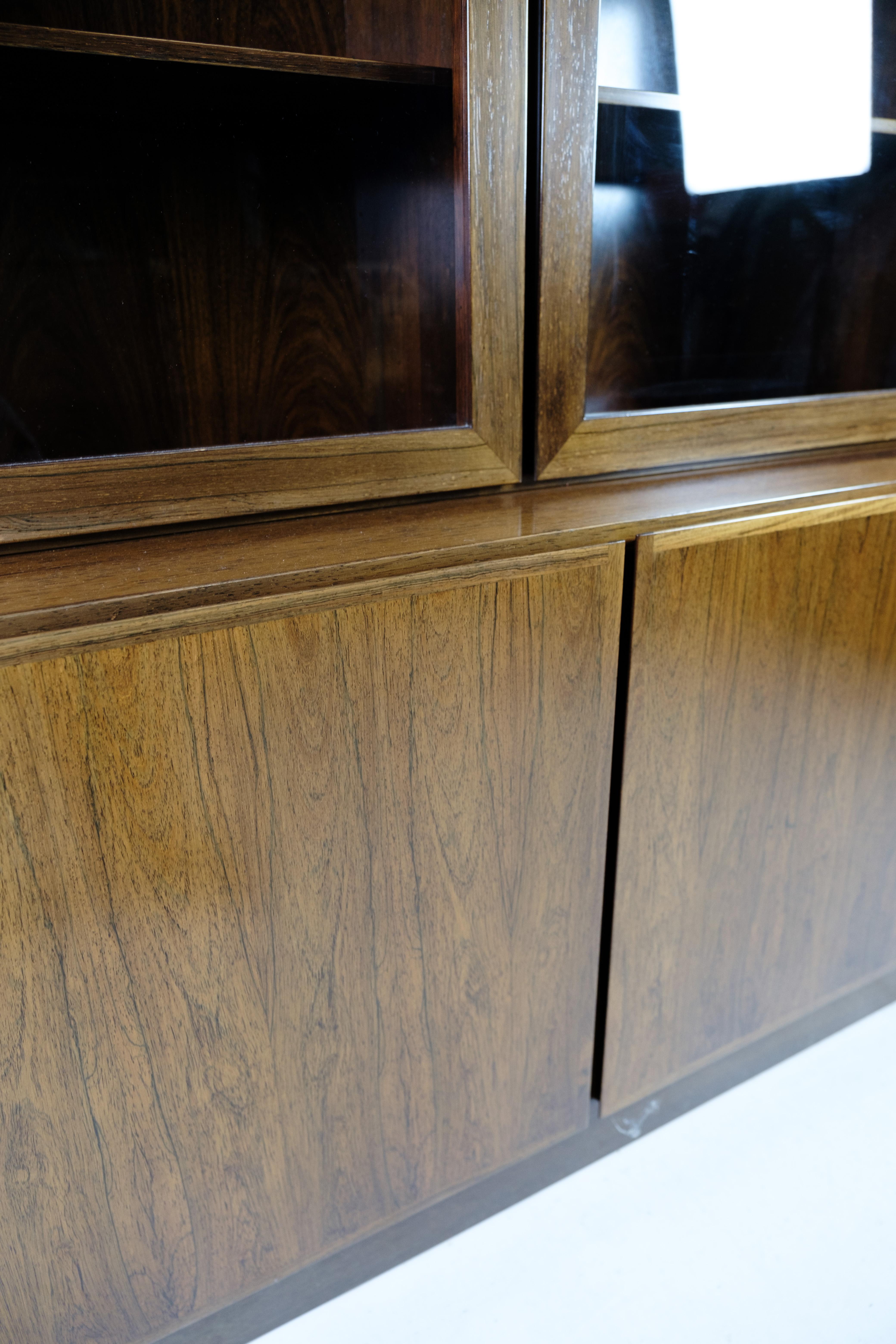 Mid-Century Modern Glass Display Case Made In Rosewood By Omann Juniors Møbelfabrik From 1960s