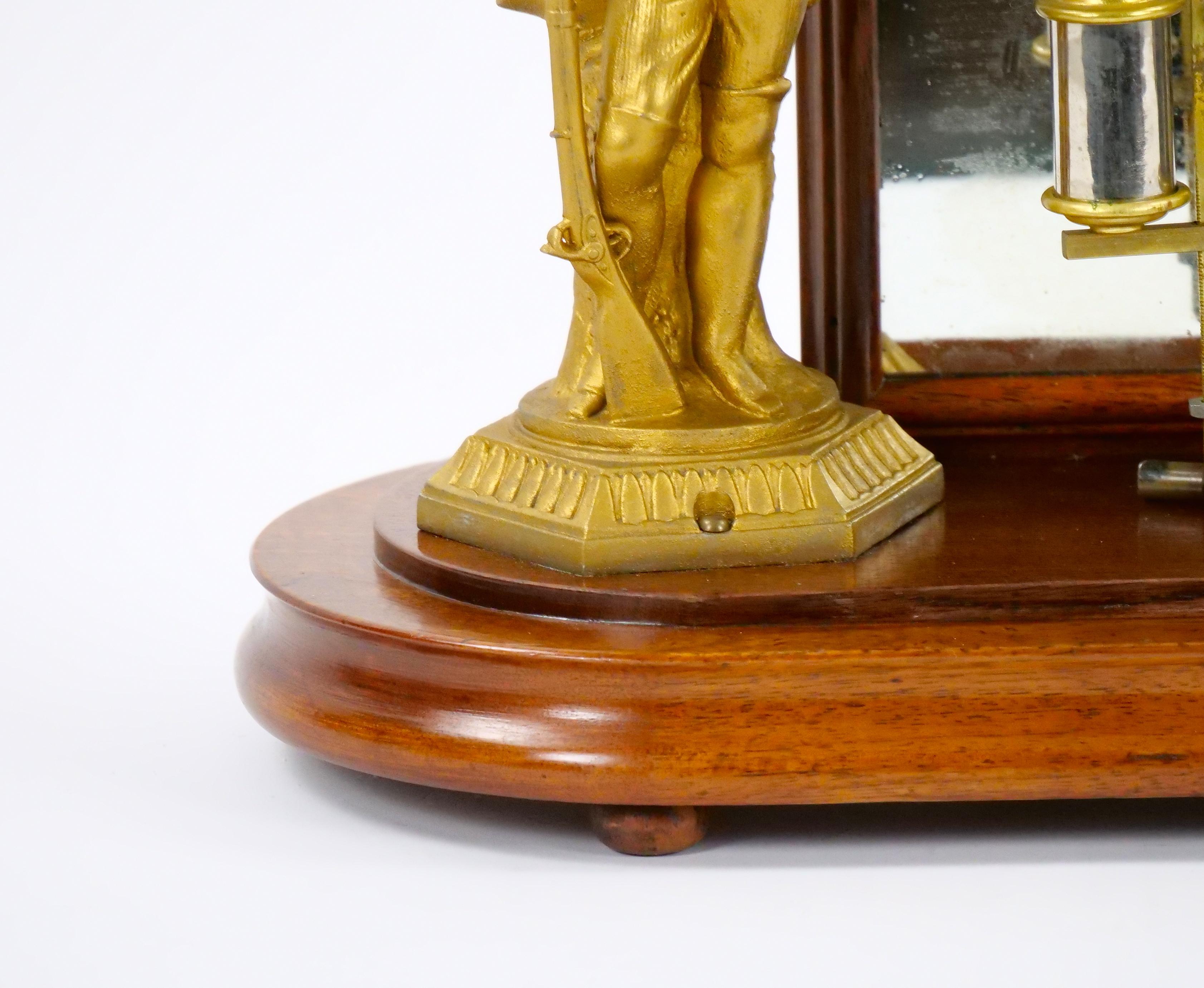 Glas Dome Bronze / Porzellan Gesicht Ansonian Crystal Palace Mantel Uhr im Angebot 4