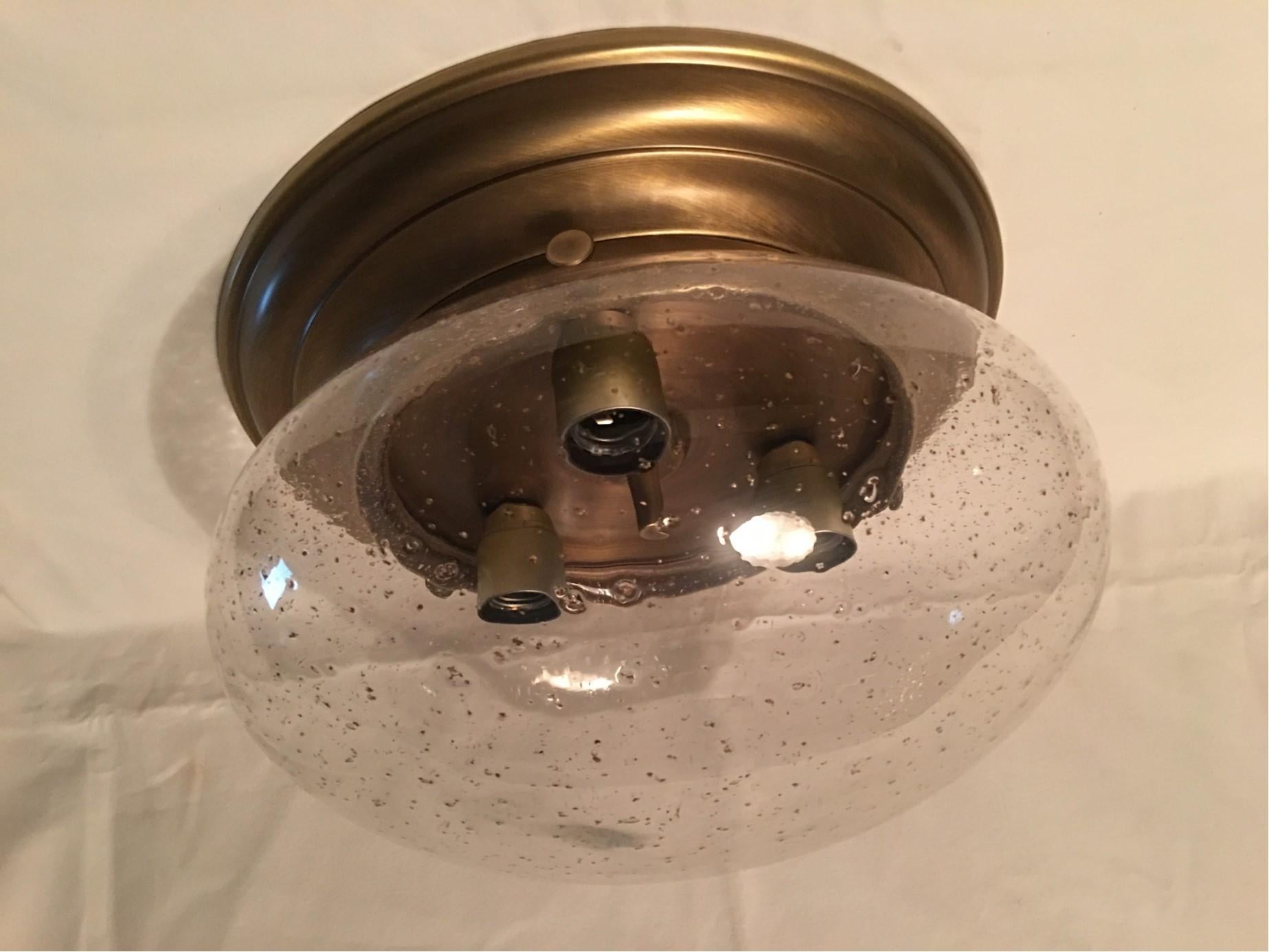 Glass Domed Brass Flush Mount from Germany For Sale 1