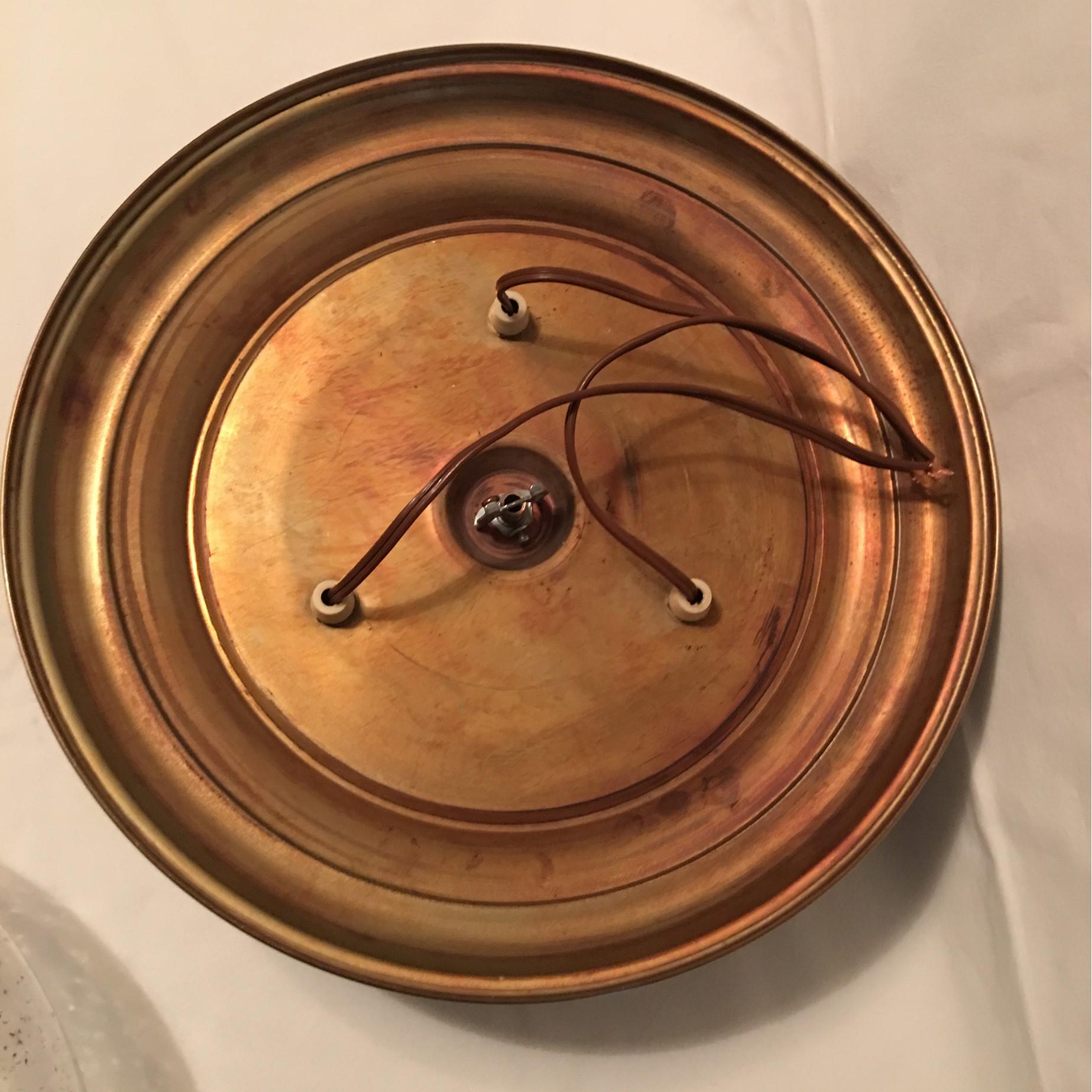 Glass Domed Brass Flush Mount from Germany For Sale 3