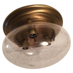 Glass Domed Brass Flush Mount from Germany