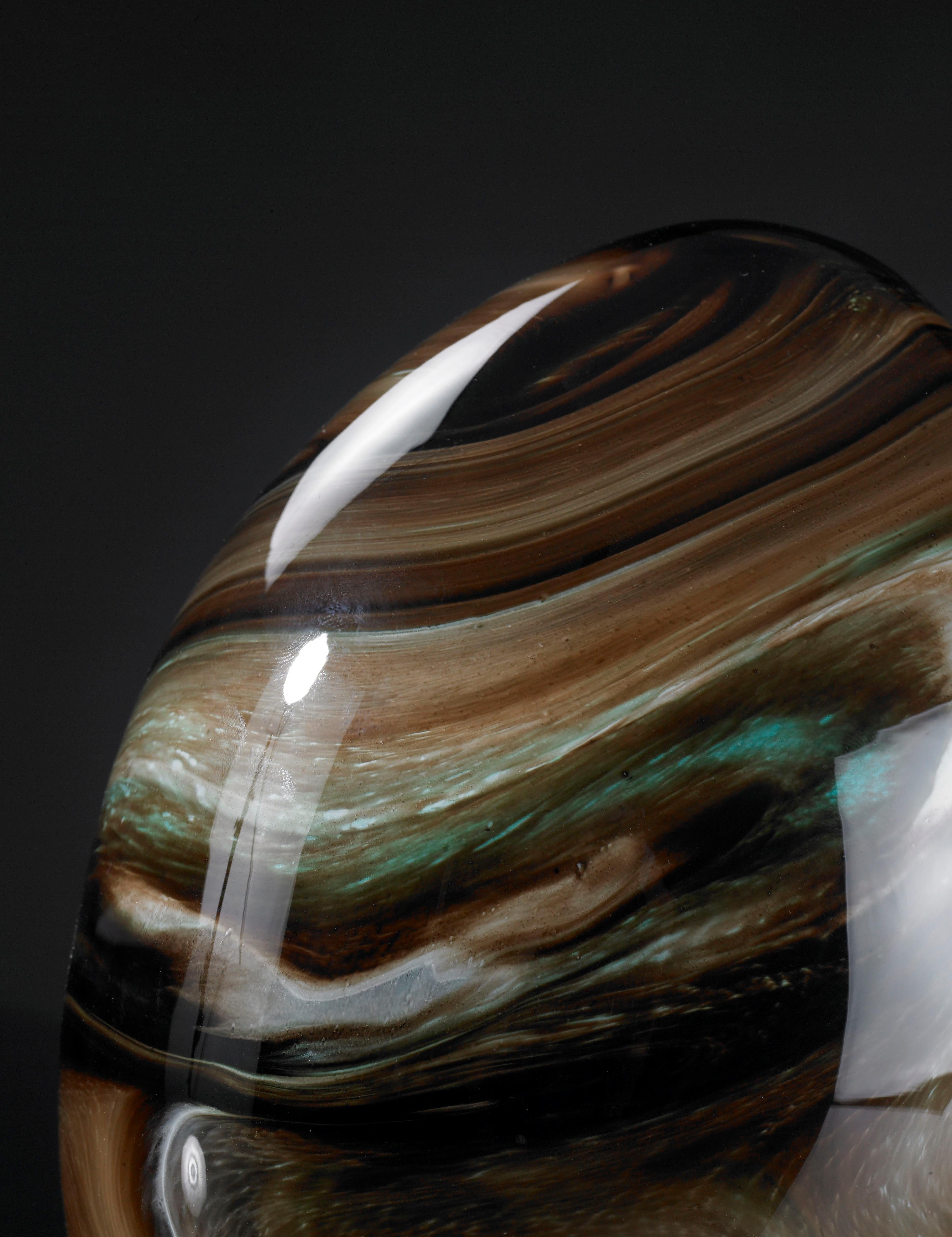 Modern Glass Egg Marble Effect Color Brown, in Glass, Italy For Sale