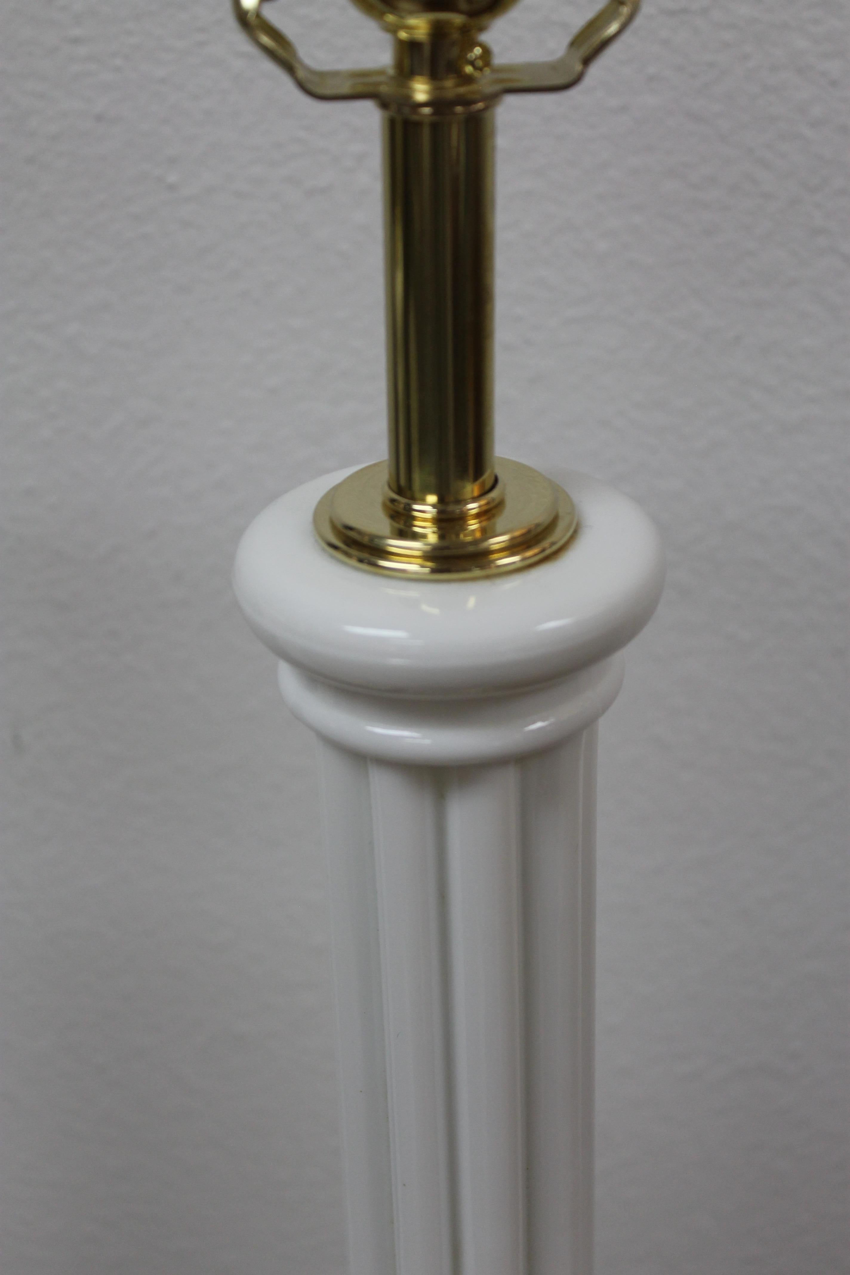 Mid-20th Century Glass Empire Column Lamps on Marble Bases For Sale