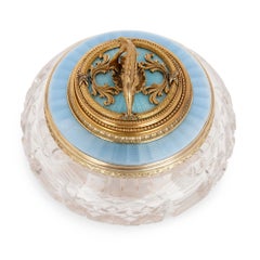 Glass, Enamel, and Vermeil Caviar Dish in the Manner of Fabergé