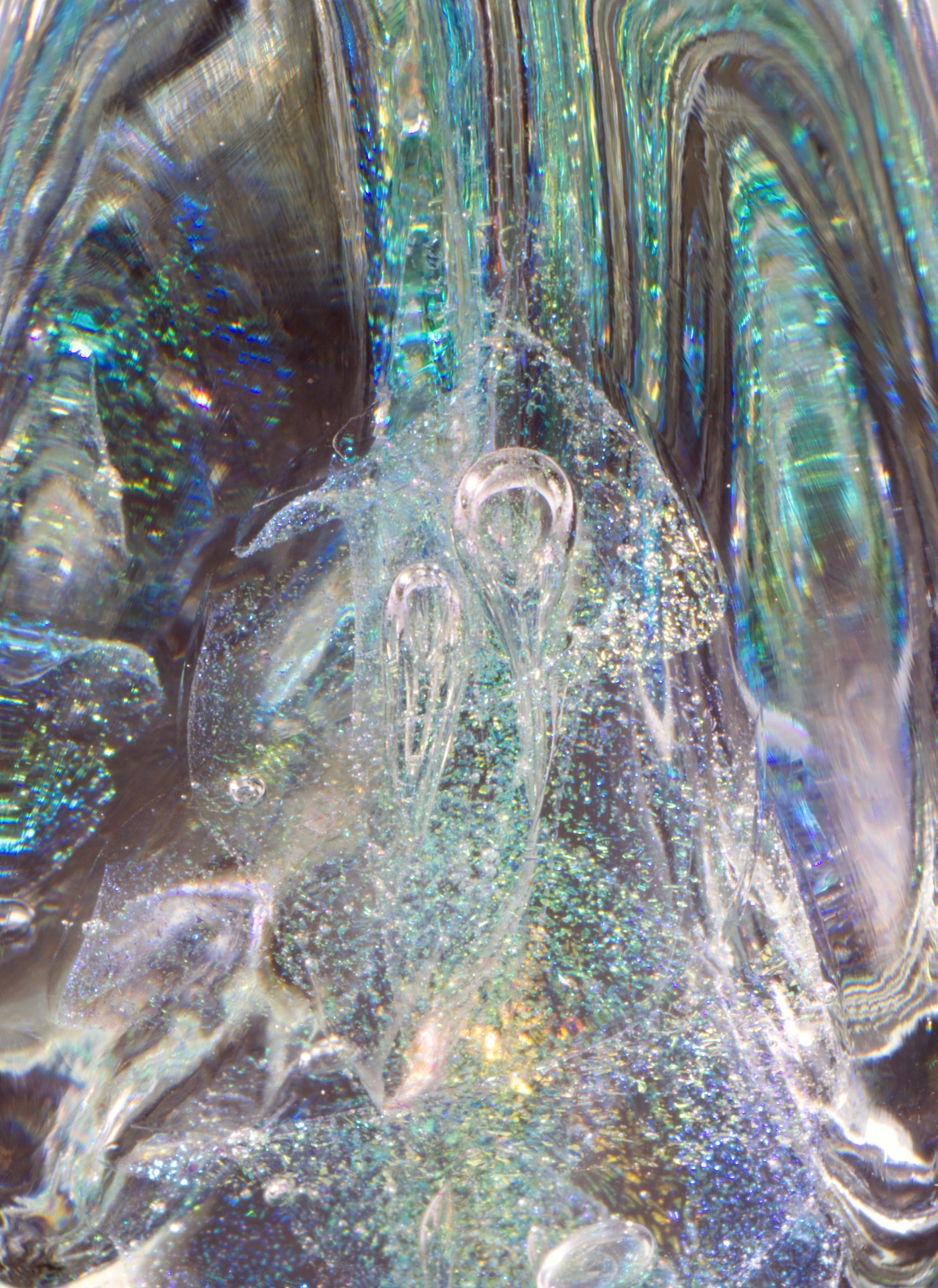 Glass Eye Studio Dichroic Sommerso Sculpture, Seattle Art Glass In Good Condition In Clifton Springs, NY
