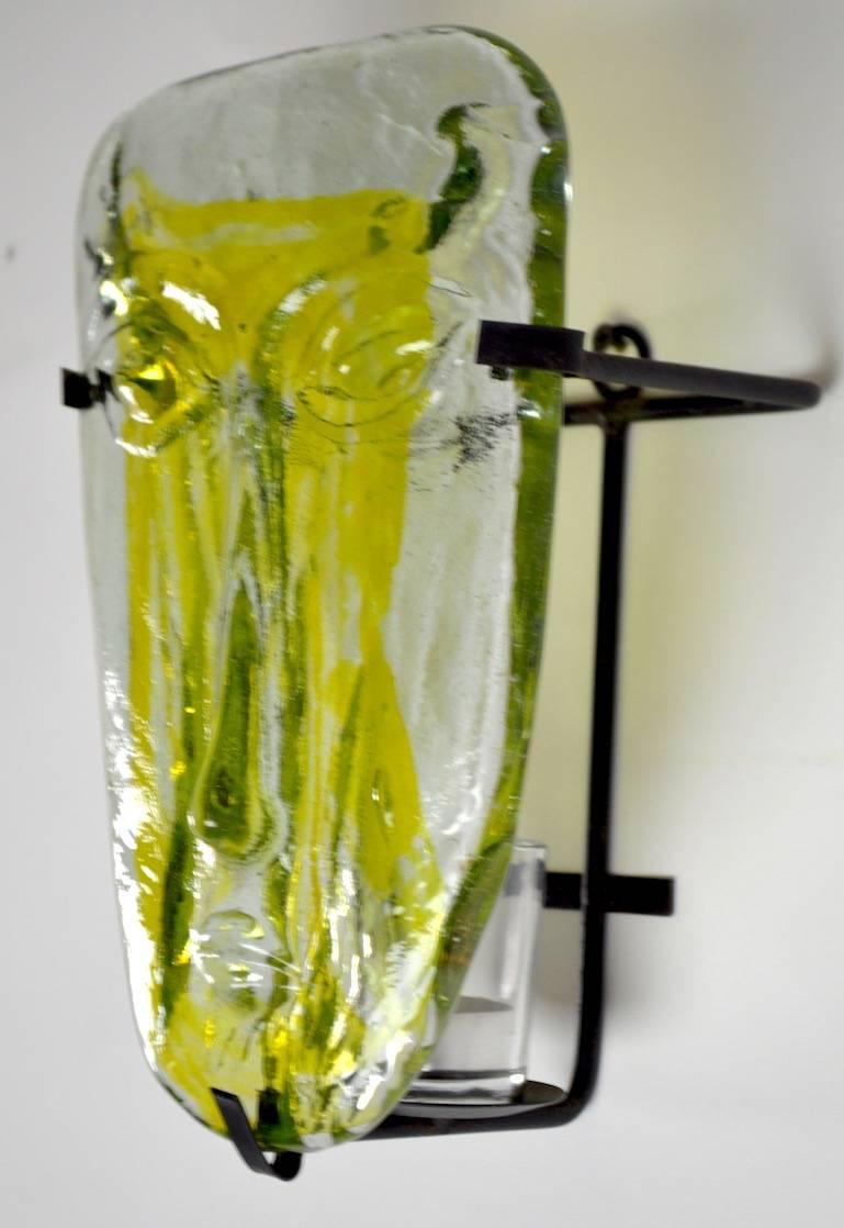 Swedish Glass Face Sconce by Erik Hoglund for Kosta Boda