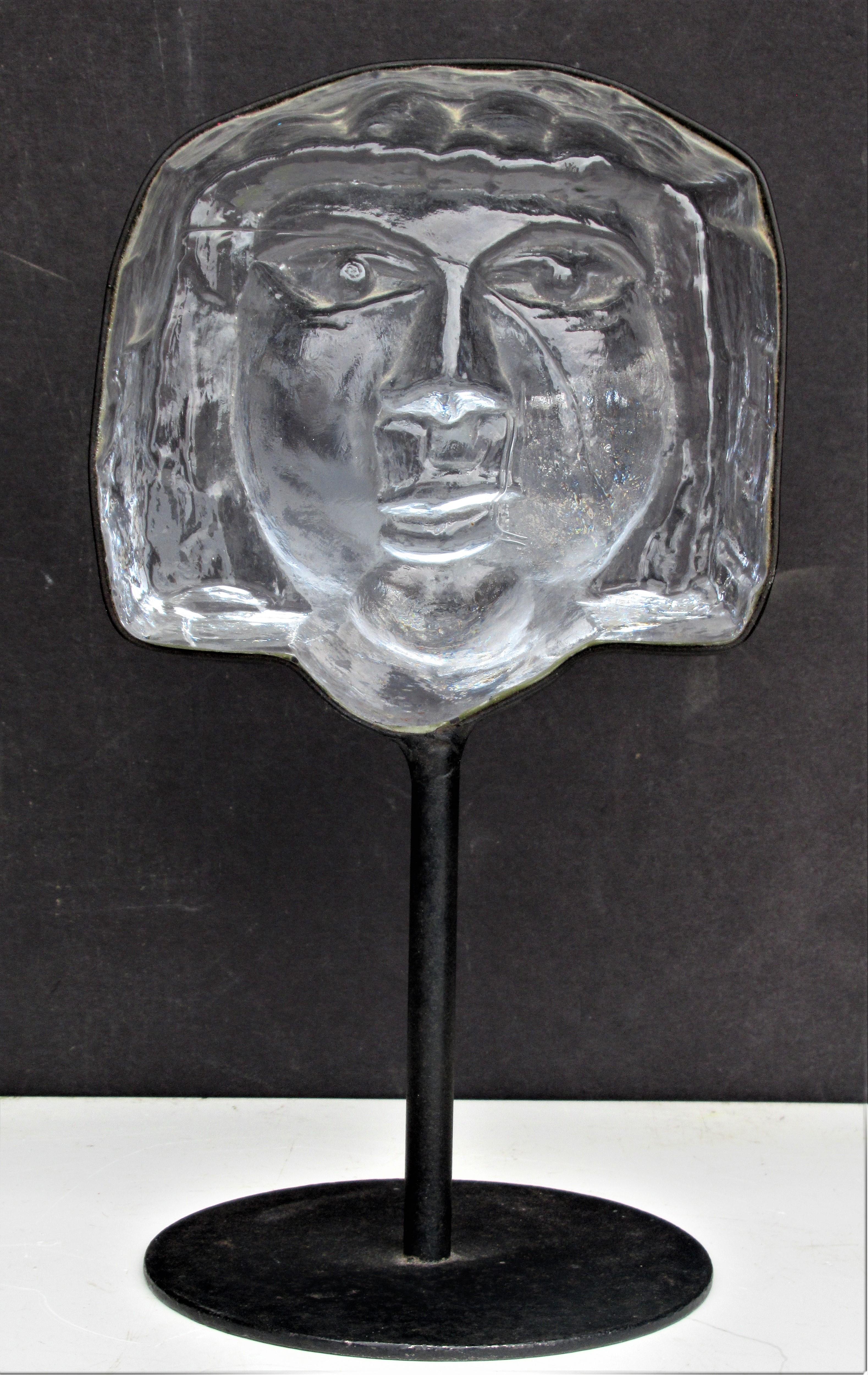 Glass Face Sculpture by Erik Hoglund for Kosta Boda, 1960 2