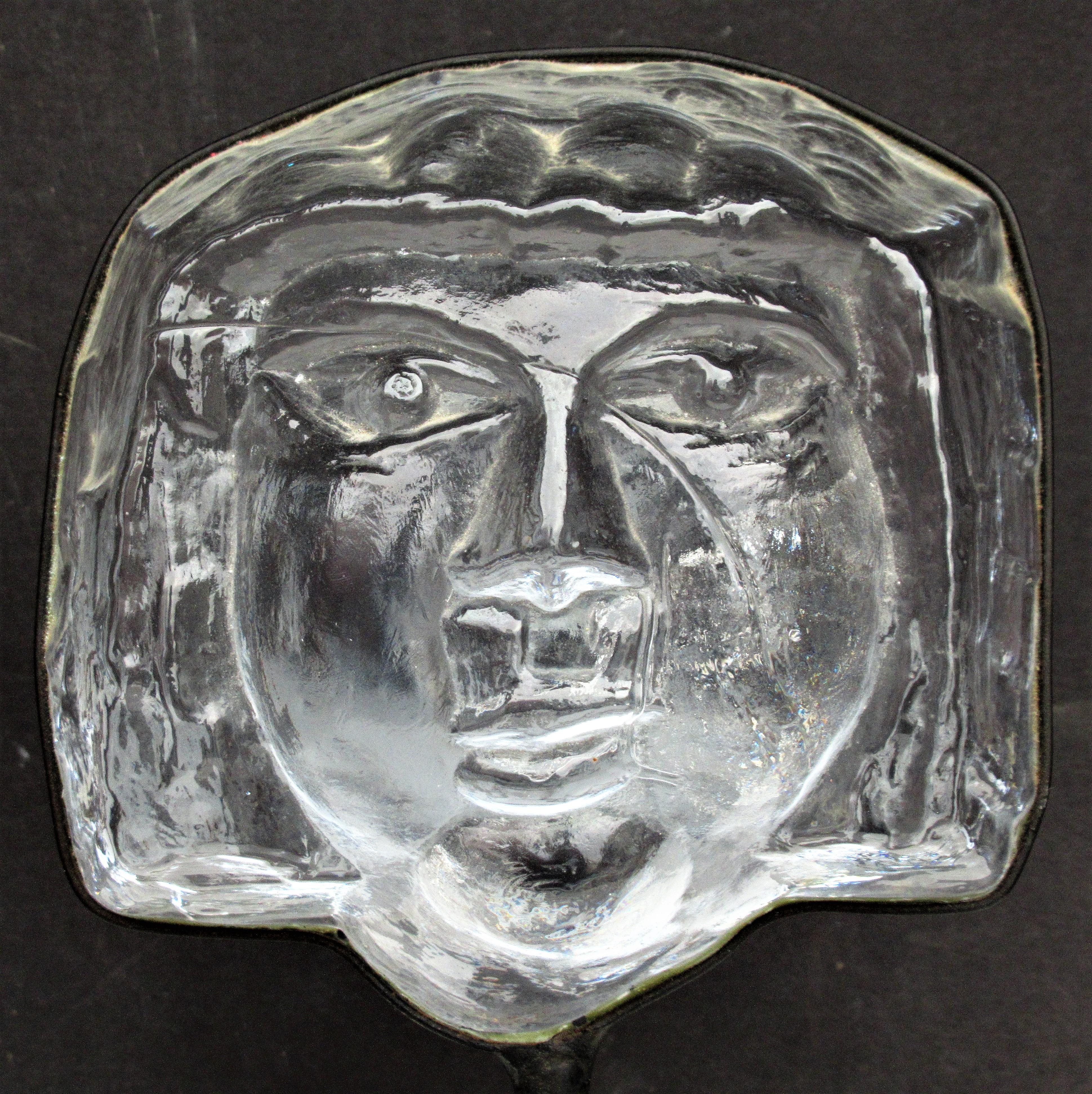 Glass Face Sculpture by Erik Hoglund for Kosta Boda, 1960 3