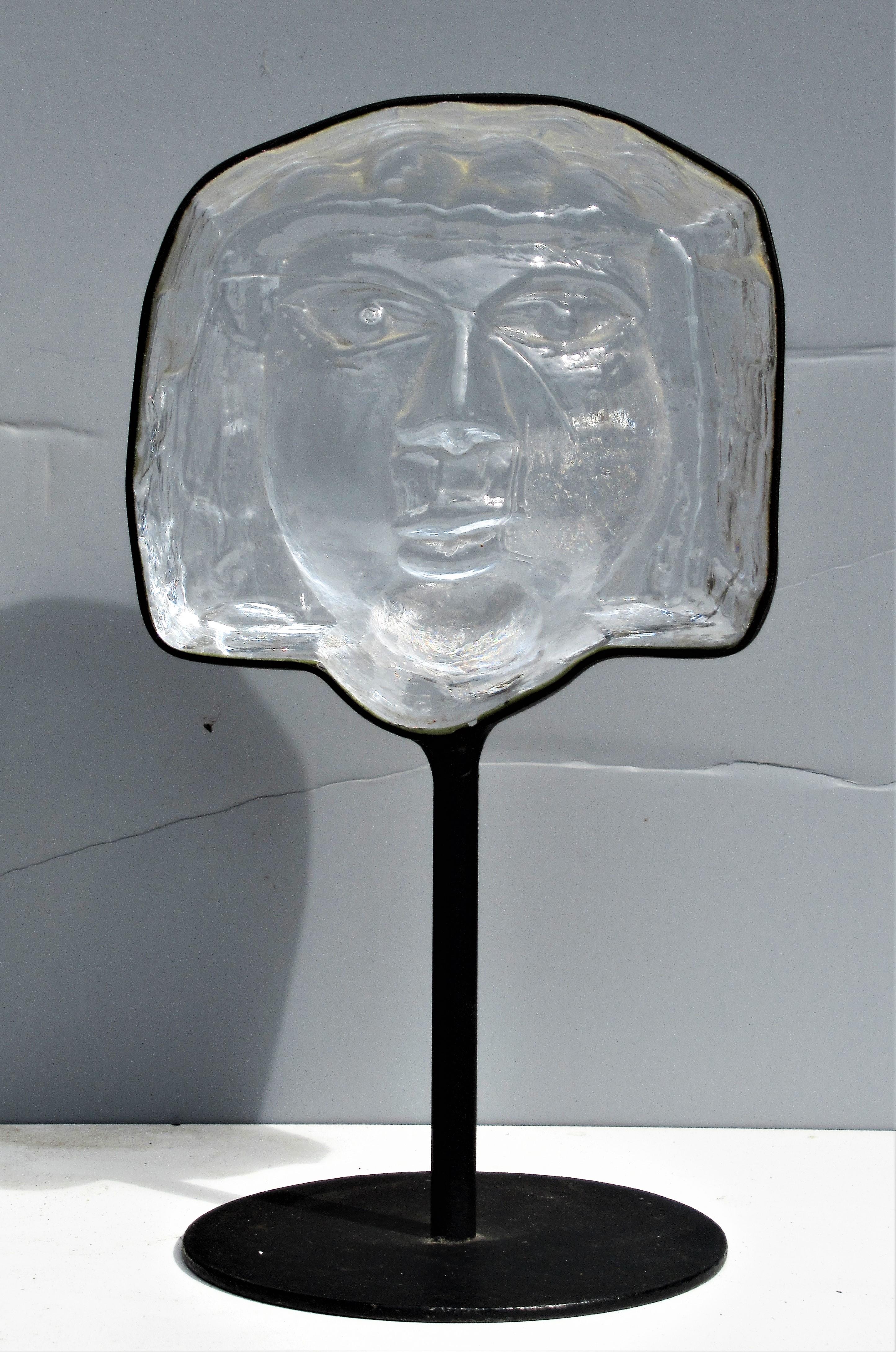 Glass Face Sculpture by Erik Hoglund for Kosta Boda, 1960 4
