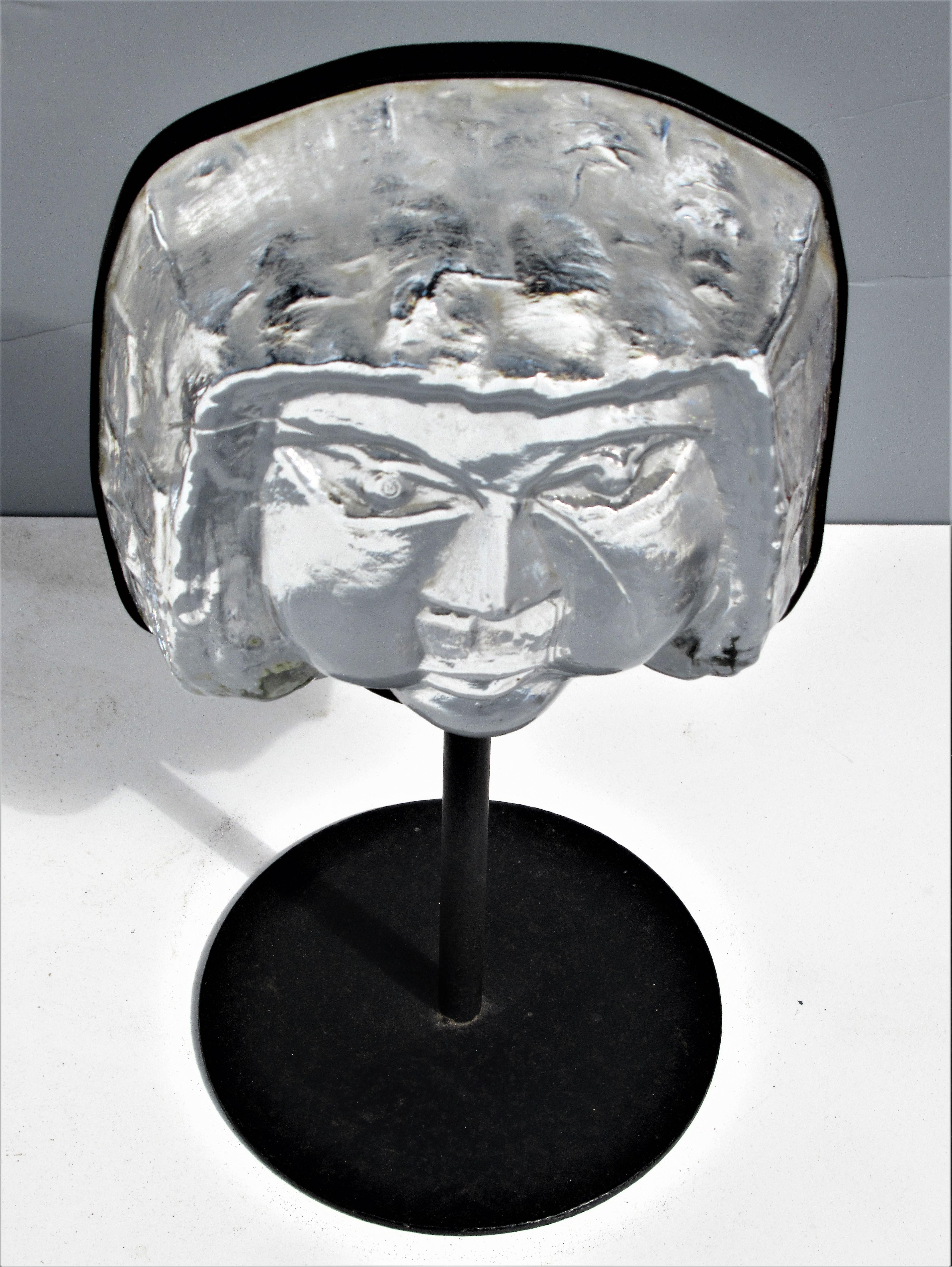 Glass Face Sculpture by Erik Hoglund for Kosta Boda, 1960 1