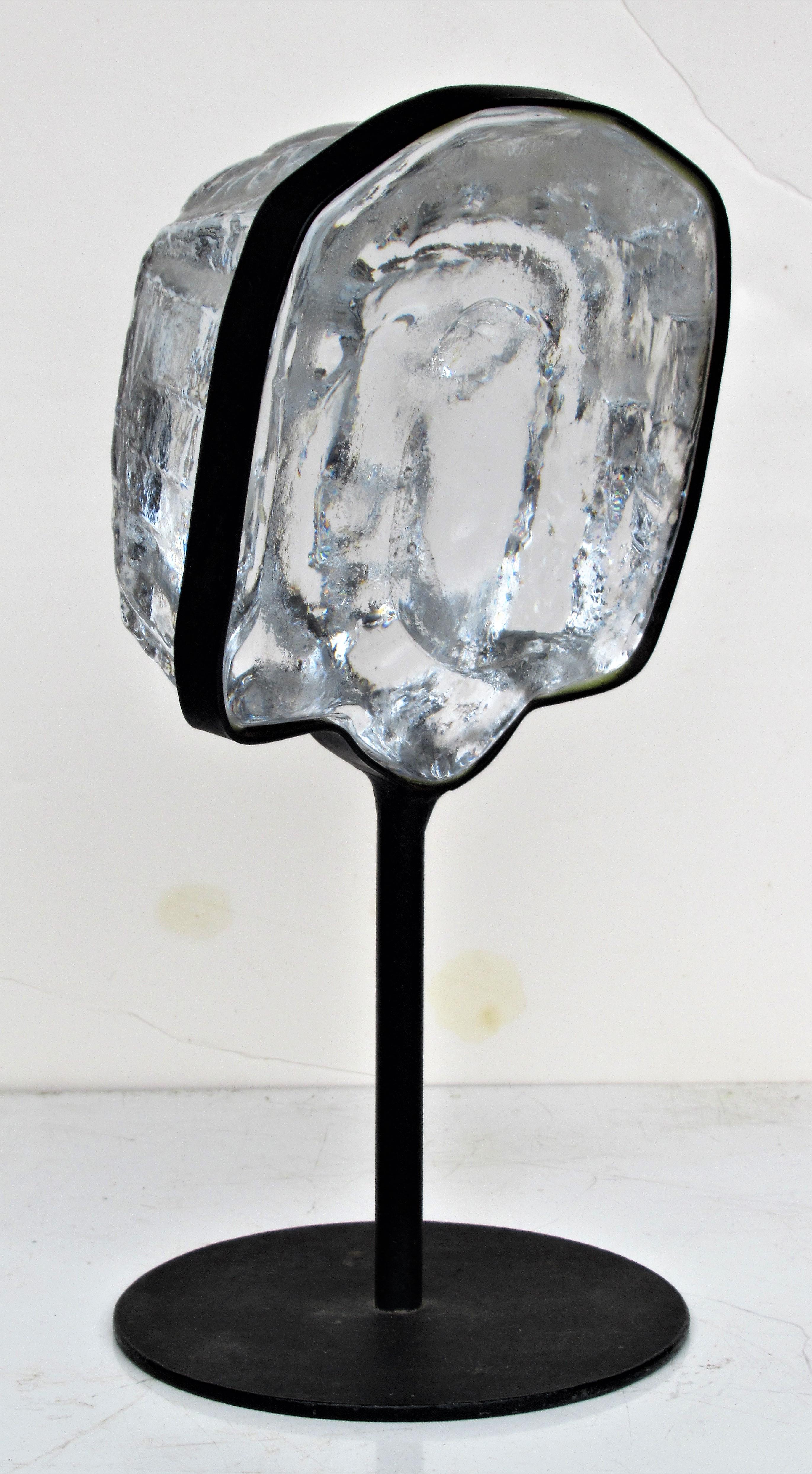 Swedish Glass Face Sculpture by Erik Hoglund for Kosta Boda, 1960