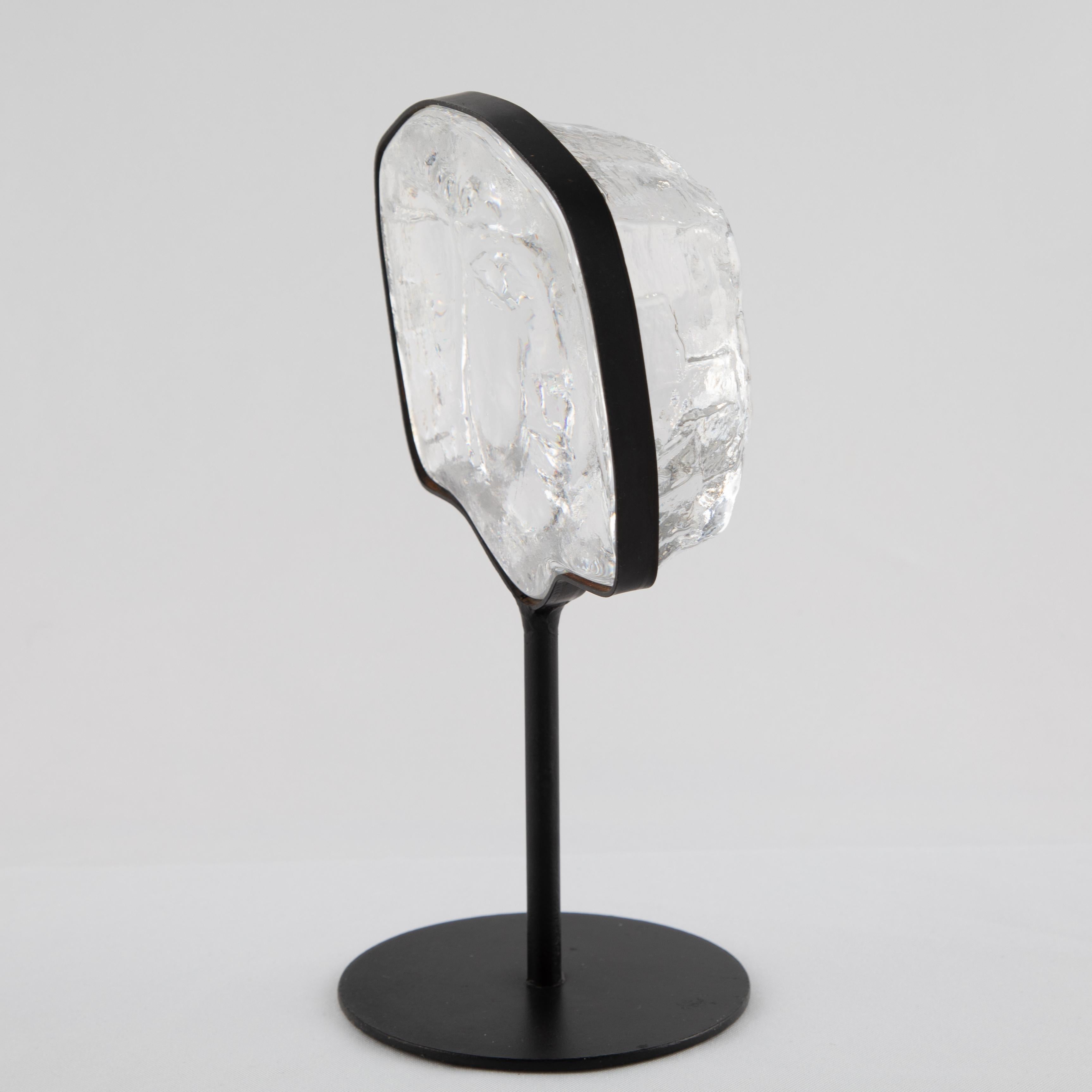 Glass Face Sculpture on Iron Stand by Erik Hoglund for Kosta Boda, circa 1960s For Sale 2