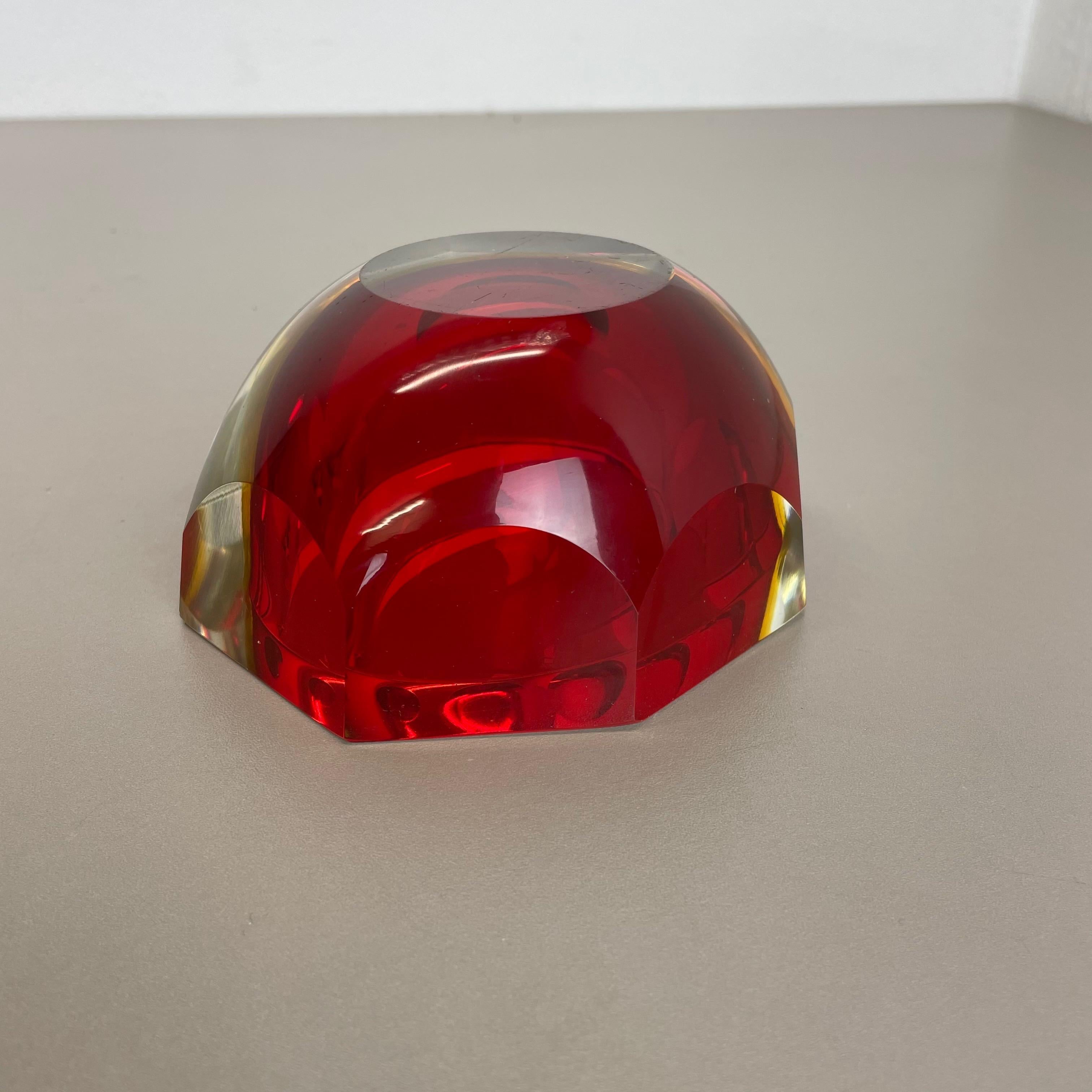 Glass Faceted Sommerso Bowl Element Ashtray Flavio Poli Attributed Murano, Italy 3