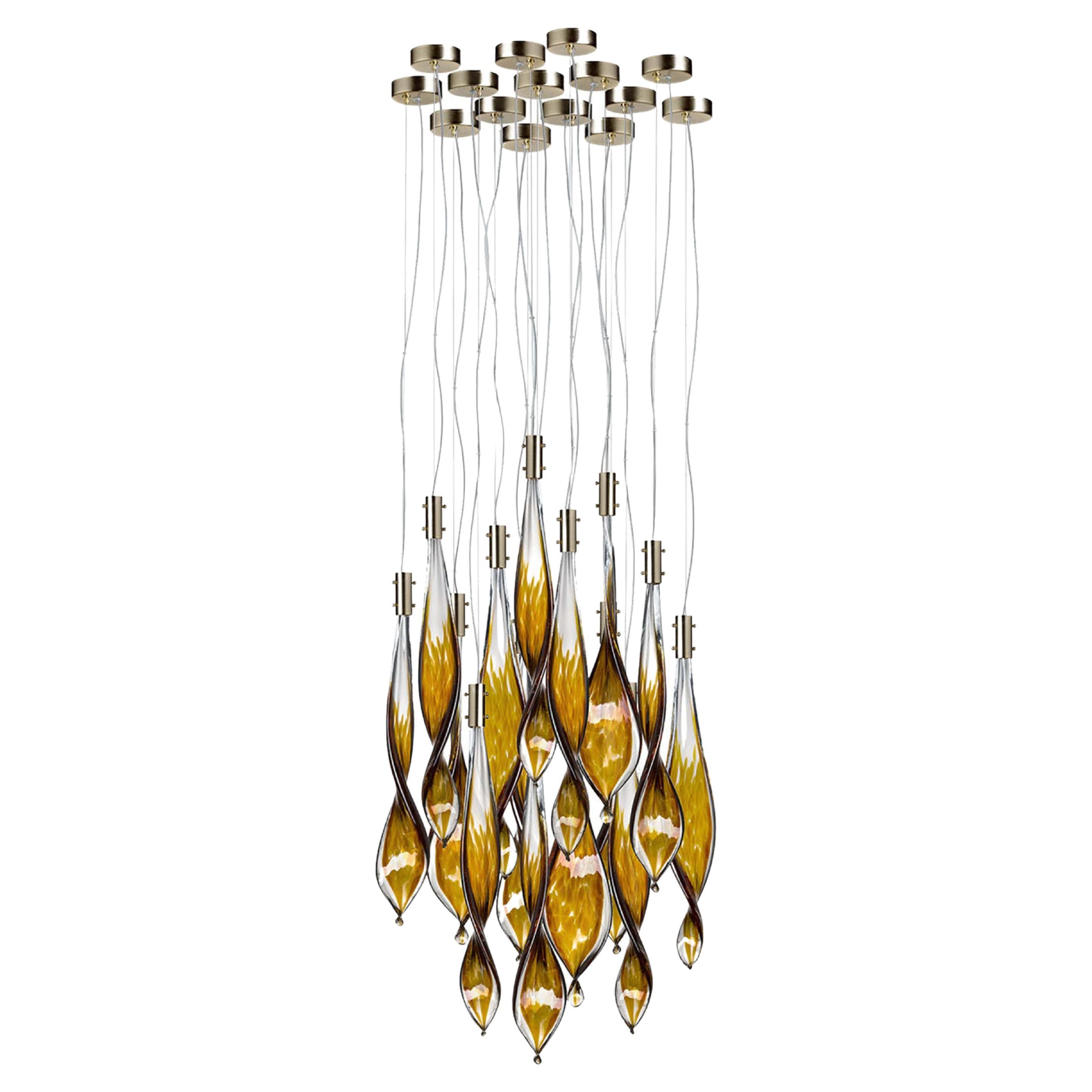 Glass Fall 14 Leaves Chandelier