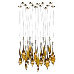 Glass Fall 15 Leaves Chandelier