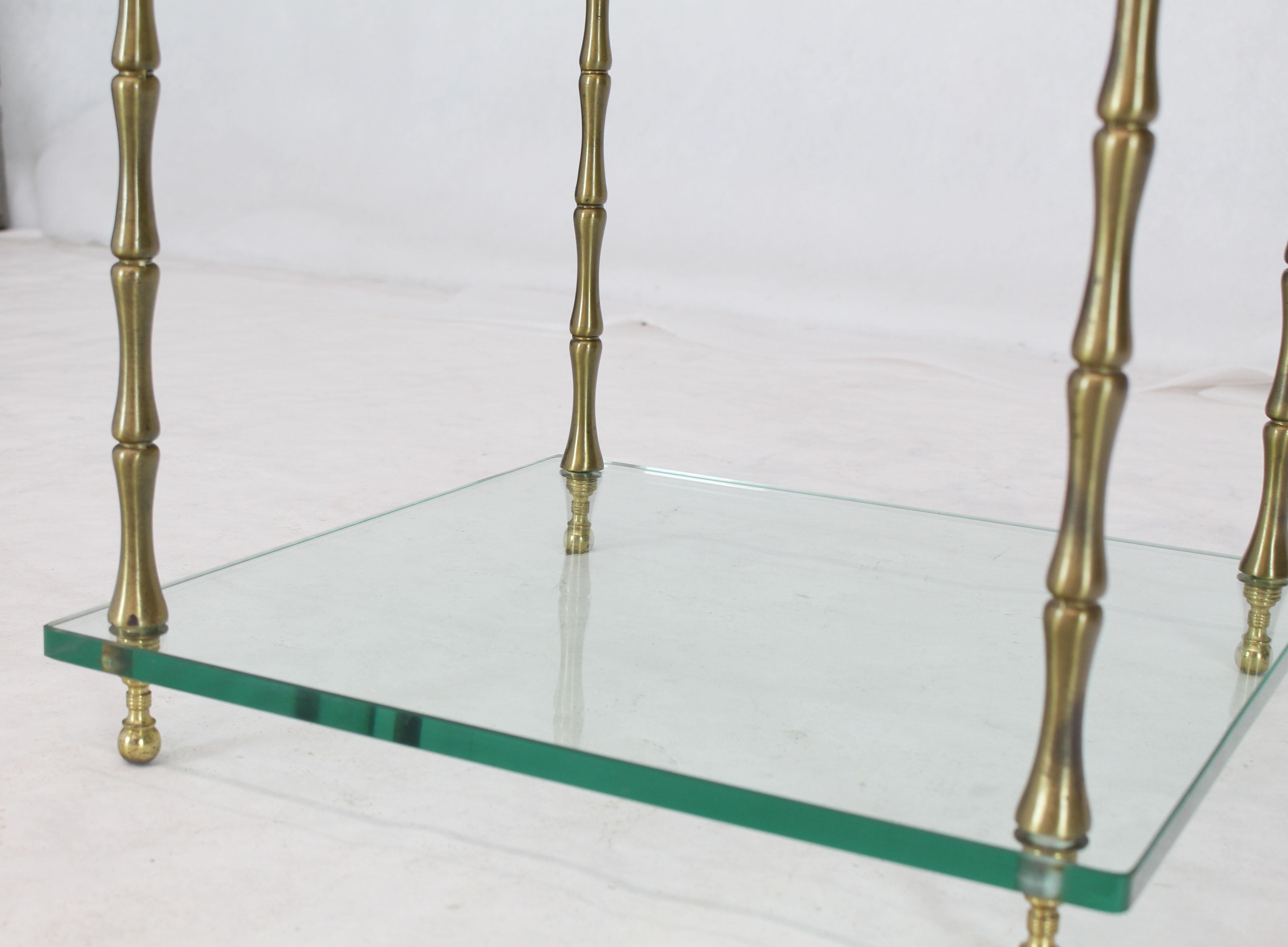 Glass Faux Bamboo Brass Cube Square Side Table Stand In Good Condition For Sale In Rockaway, NJ